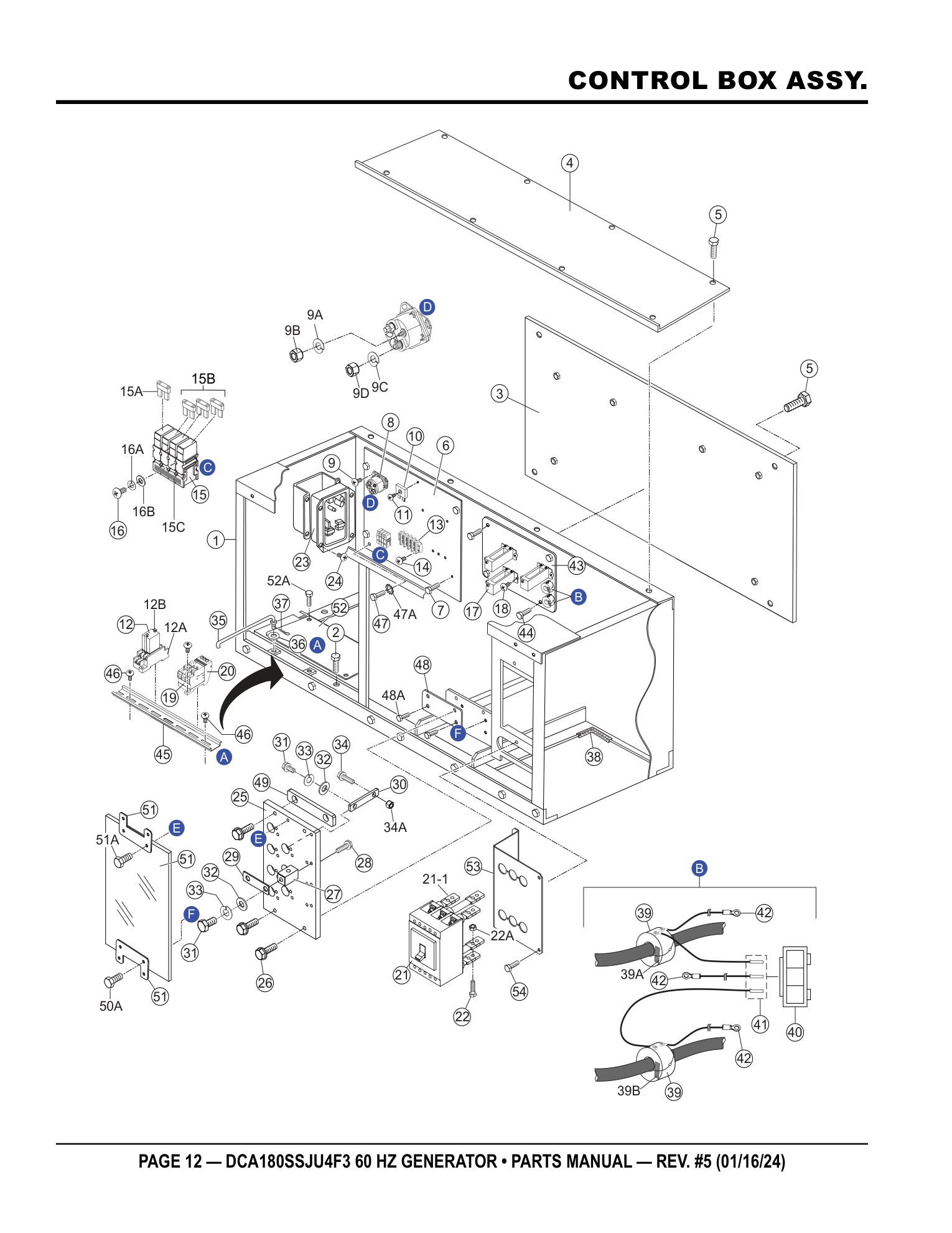 Multiquip DCA180SSJU4F3 Generator CONTROL BOX ASSY. parts diagram