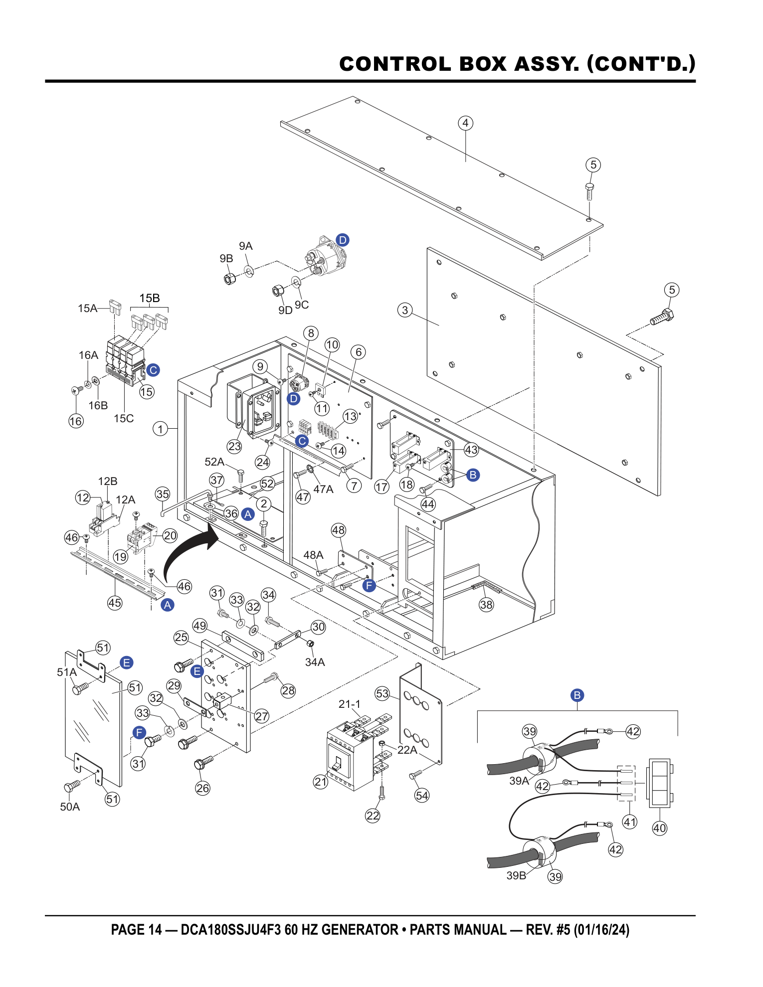 Multiquip DCA180SSJU4F3 Generator CONTROL BOX ASSY. (CONT'D.) parts diagram
