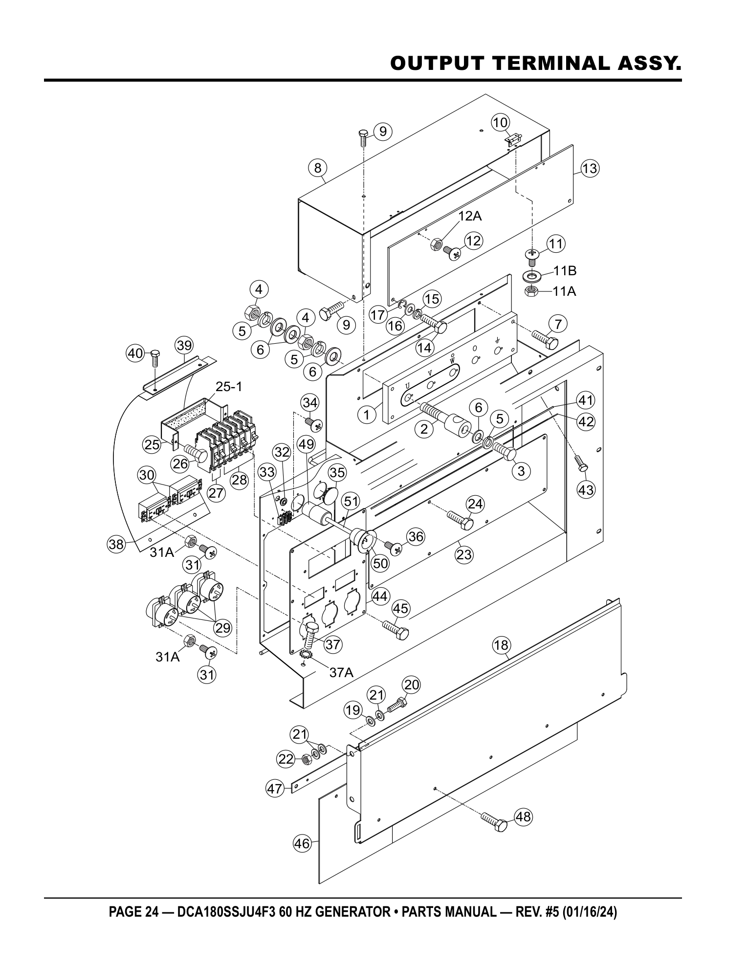 Multiquip DCA180SSJU4F3 Generator OUTPUT TERMINAL ASSY. parts diagram