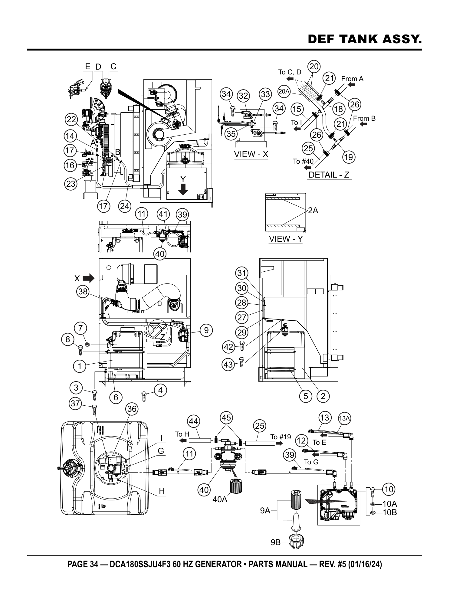 Multiquip DCA180SSJU4F3 Generator DEF TANK ASSY. parts diagram