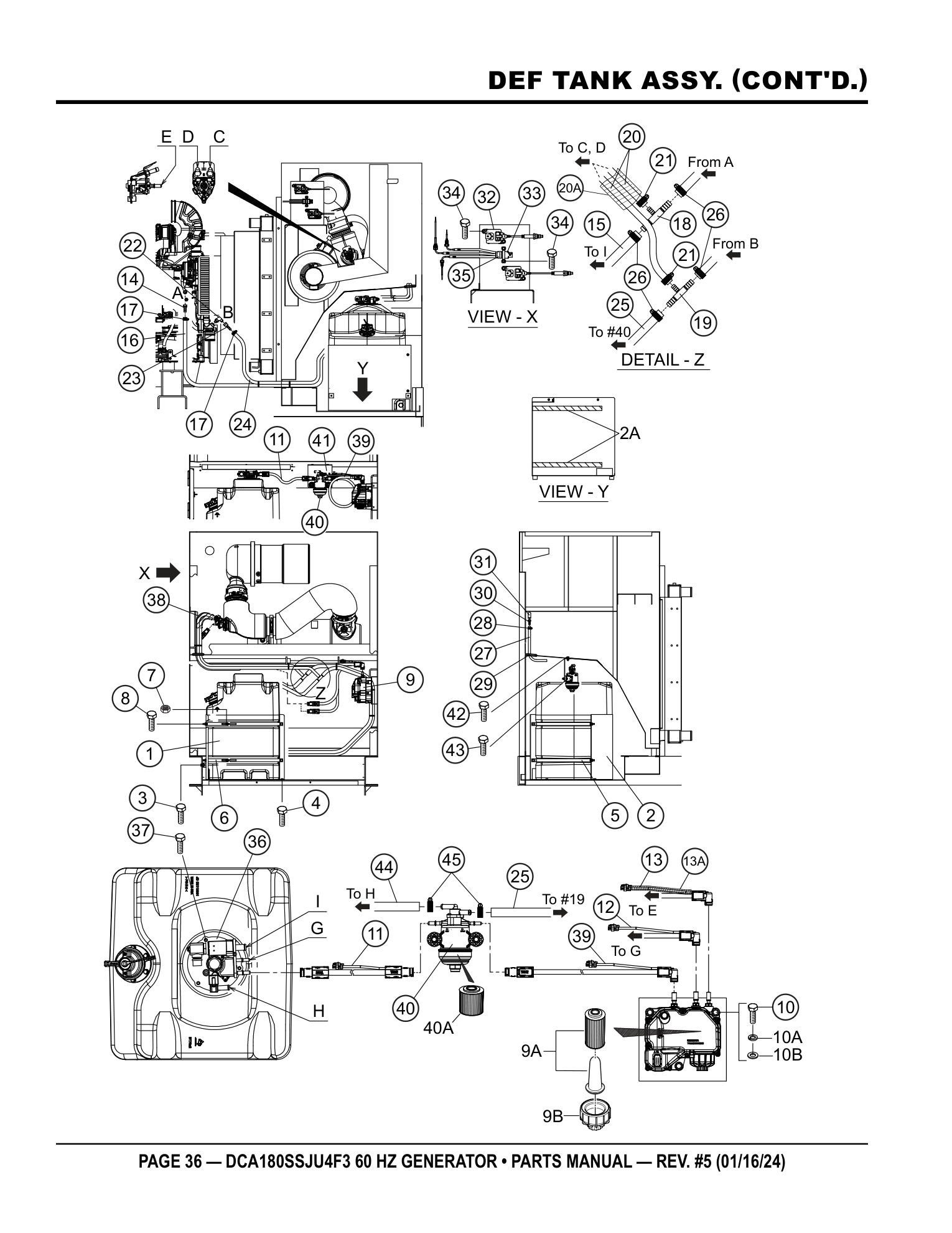 Multiquip DCA180SSJU4F3 Generator DEF TANK ASSY. (CONT'D.) parts diagram