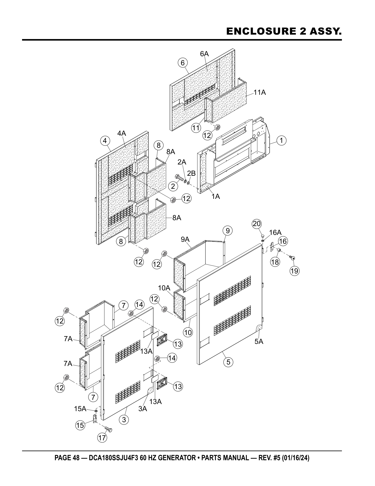 Multiquip DCA180SSJU4F3 Generator ENCLOSURE 2 ASSY. parts diagram