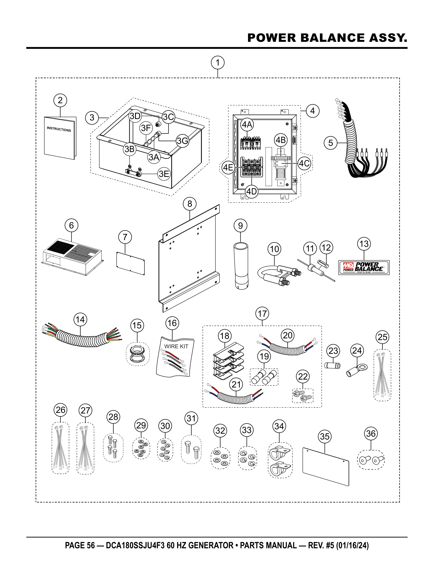 Multiquip DCA180SSJU4F3 Generator POWER BALANCE ASSY. parts diagram
