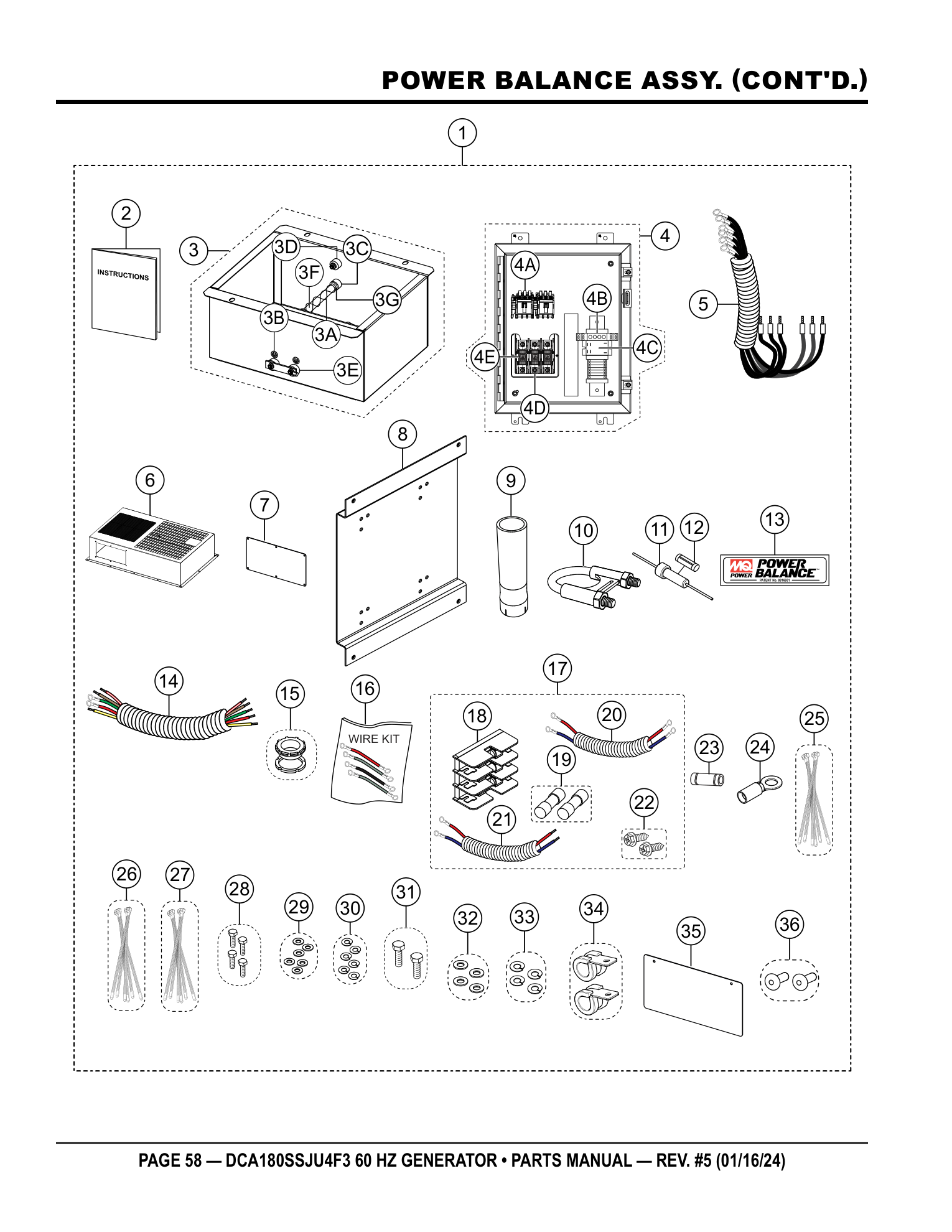 Multiquip DCA180SSJU4F3 Generator POWER BALANCE ASSY. (CONT'D.) parts diagram