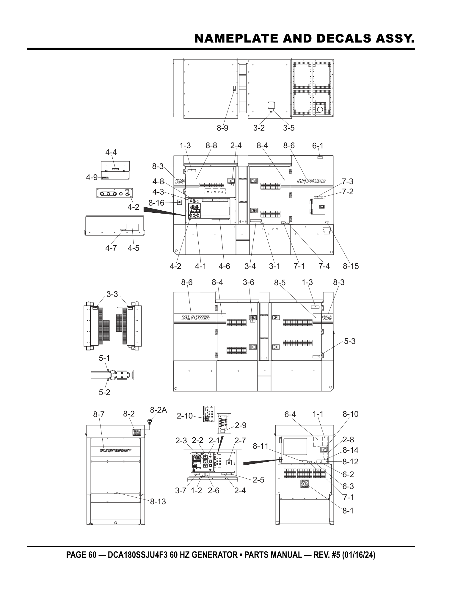 Multiquip DCA180SSJU4F3 Generator NAMEPLATE AND DECALS ASSY. parts diagram