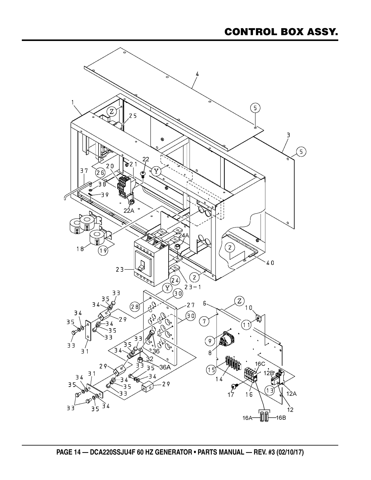 Multiquip DCA220SSJU4F Generator CONTROL BOX ASSY. parts diagram