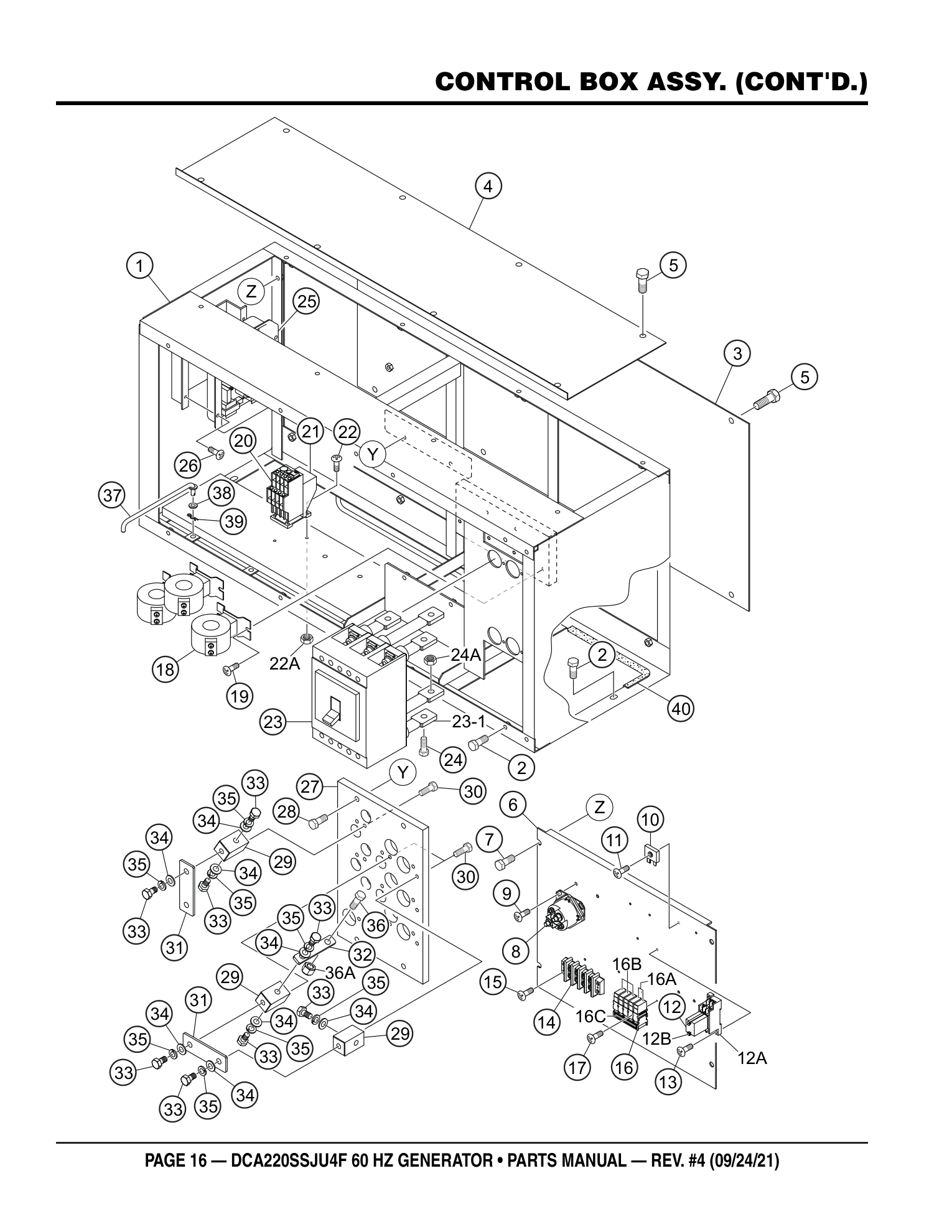 Multiquip DCA220SSJU4F Generator CONTROL BOX ASSY. (CONT'D.) parts diagram