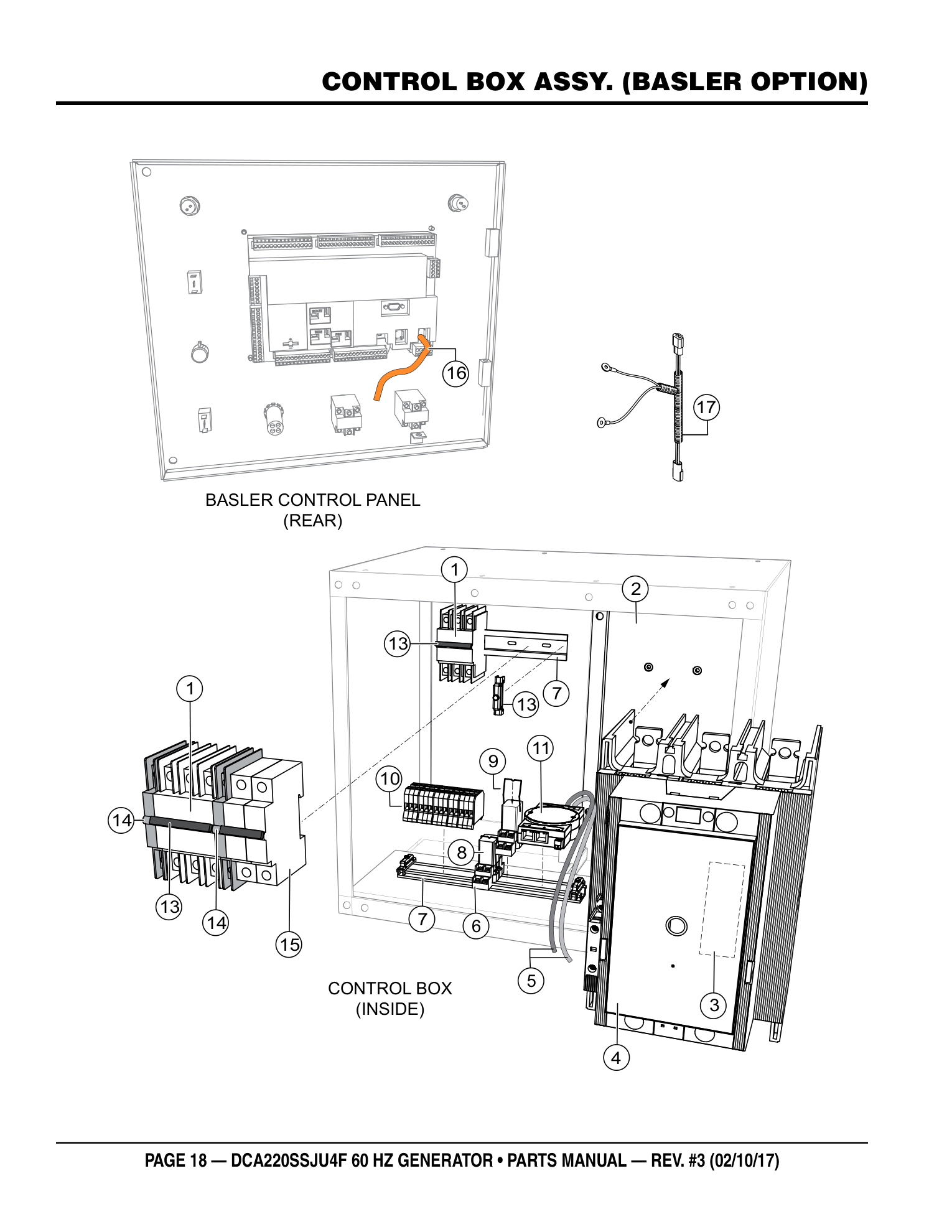 Multiquip DCA220SSJU4F Generator CONTROL BOX ASSY. (BASLER OPTION) parts diagram