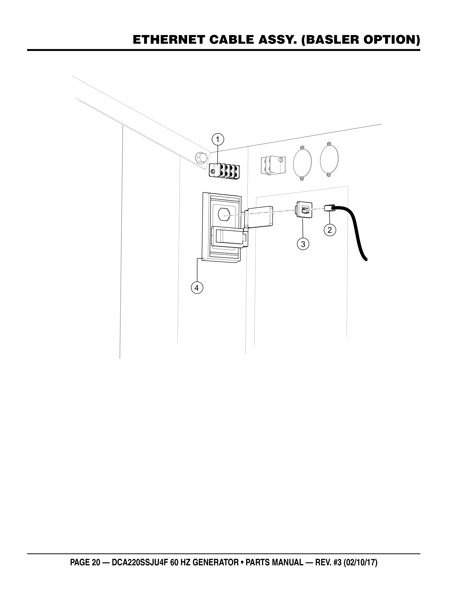 Multiquip DCA220SSJU4F Generator ETHERNET CABLE ASSY. (BASLER OPTION) parts diagram