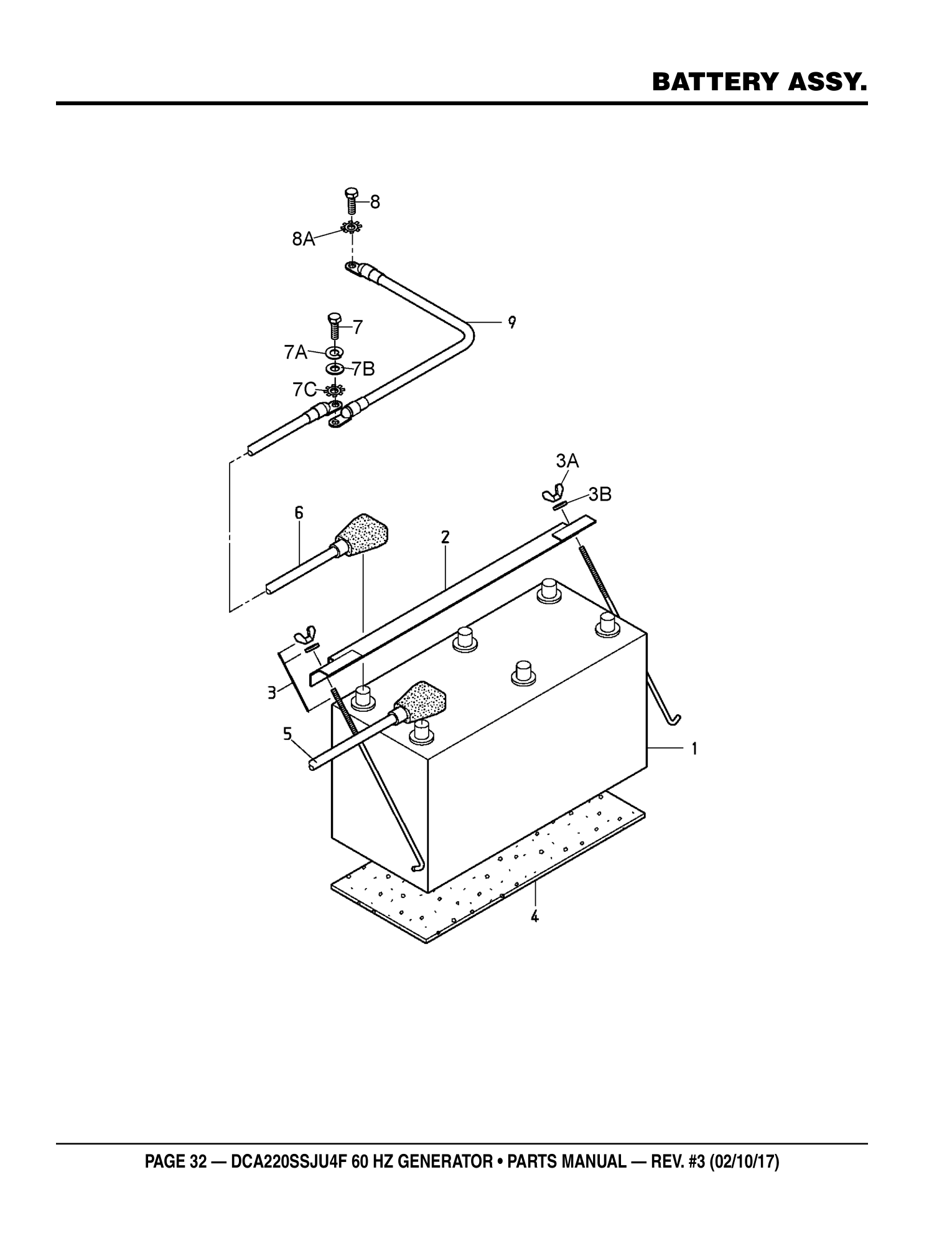 Multiquip DCA220SSJU4F Generator BATTERY ASSY. parts diagram