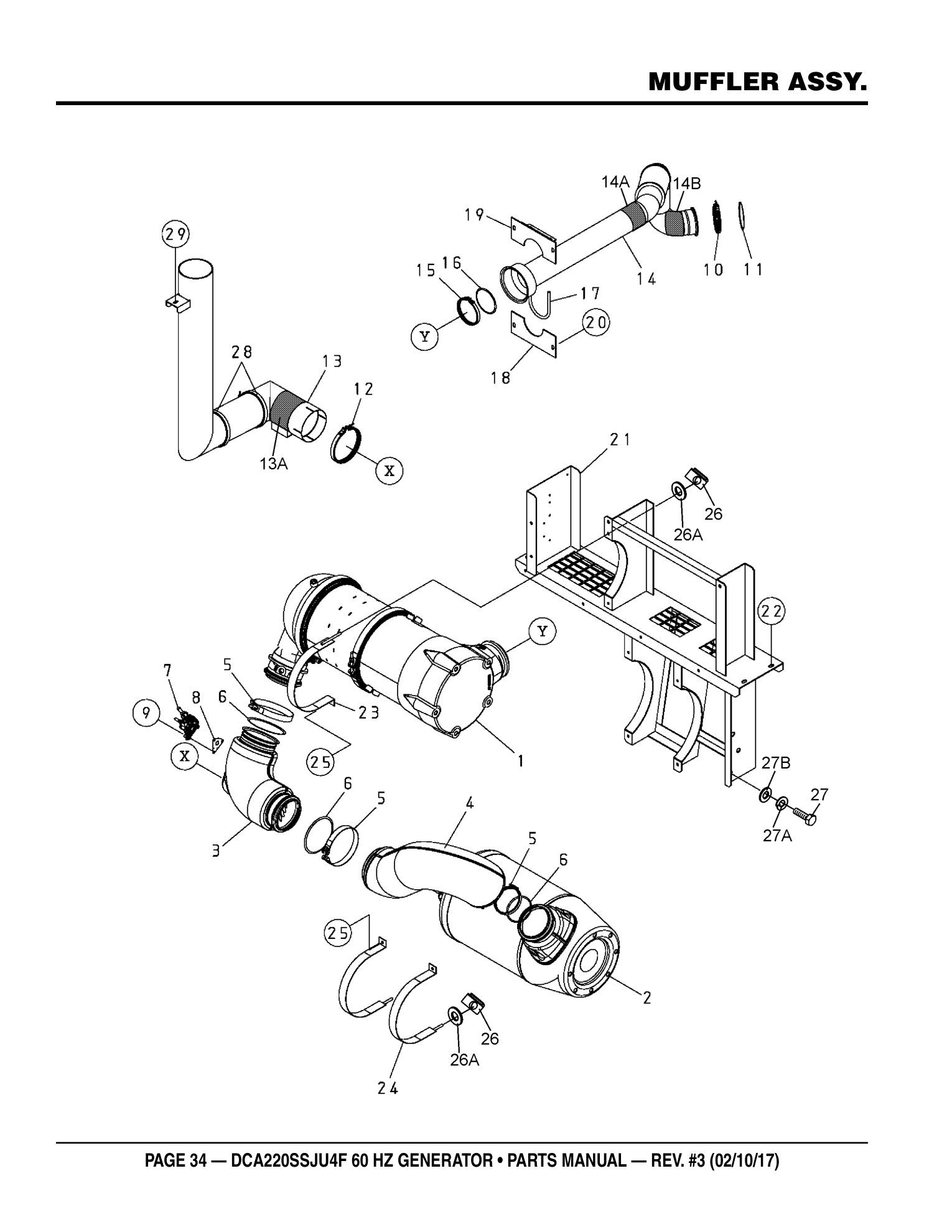 Multiquip DCA220SSJU4F Generator MUFFLER ASSY. parts diagram