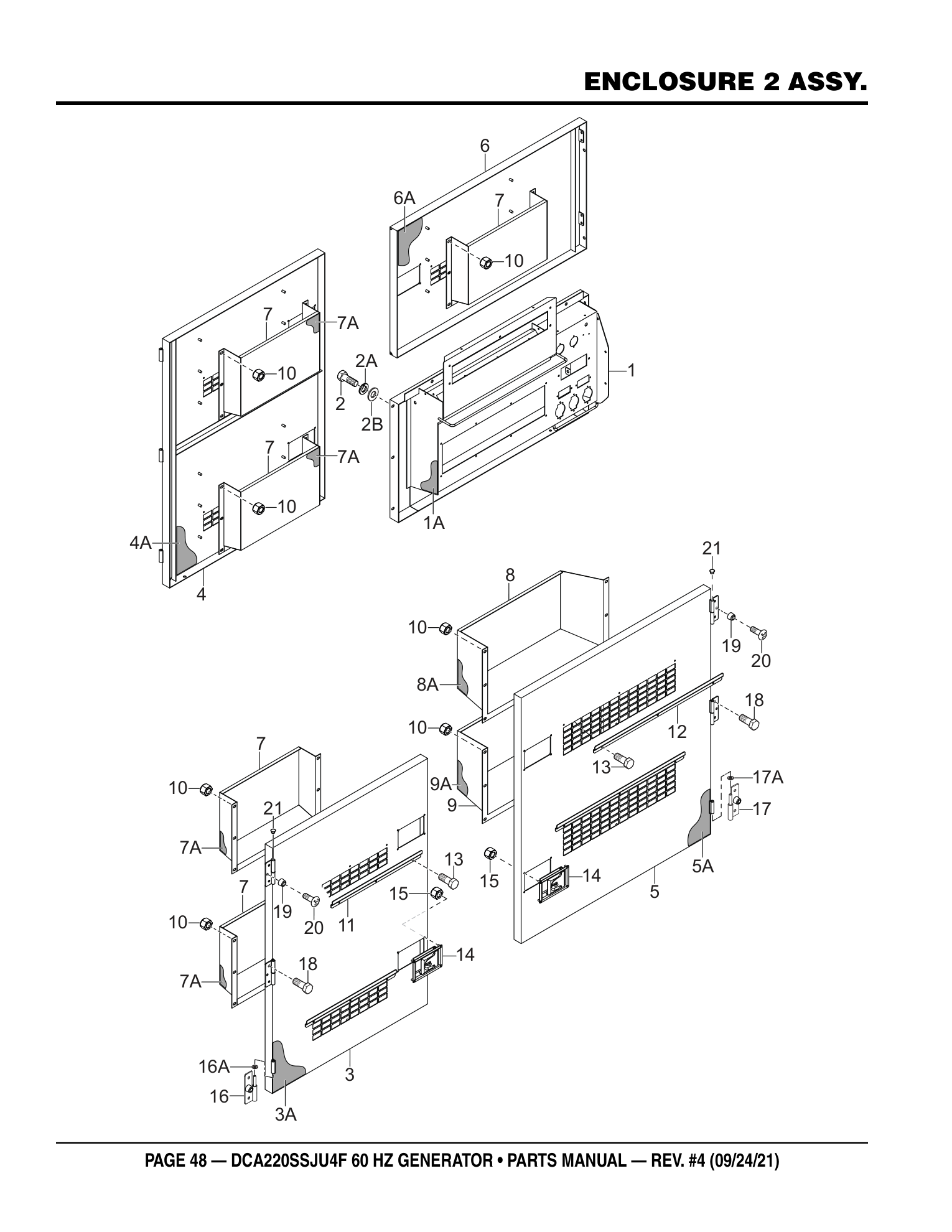 Multiquip DCA220SSJU4F Generator ENCLOSURE 2 ASSY. parts diagram