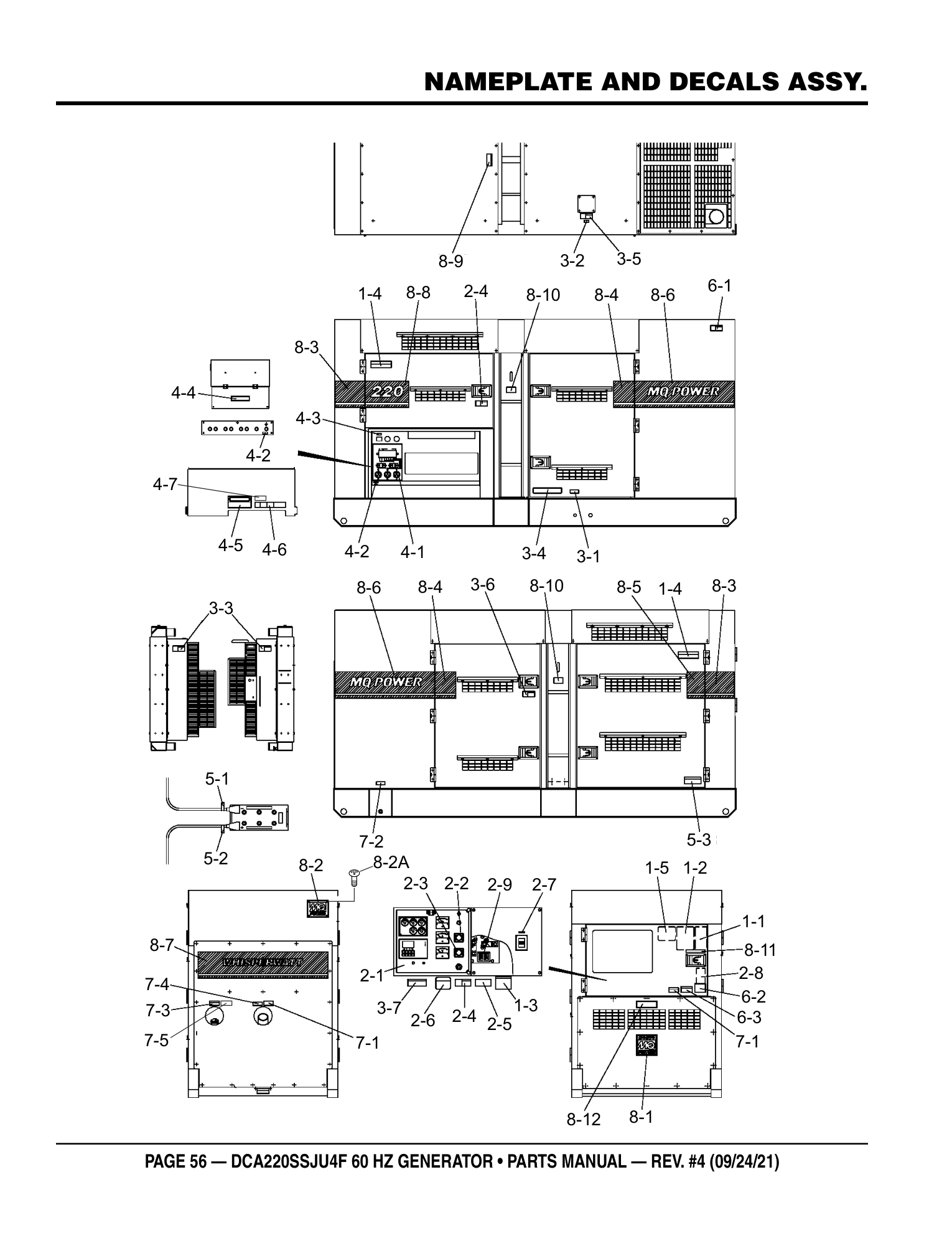 Multiquip DCA220SSJU4F Generator NAMEPLATE AND DECALS ASSY. parts diagram