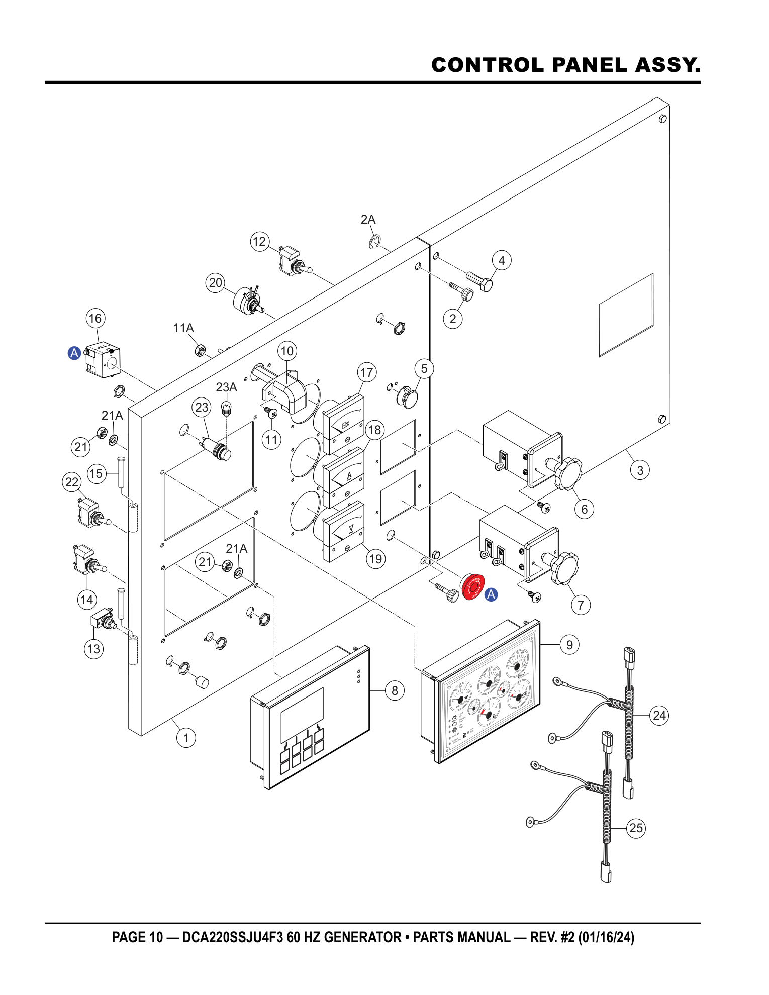 Multiquip DCA220SSJU4F3 Generator CONTROL PANEL ASSY. parts diagram