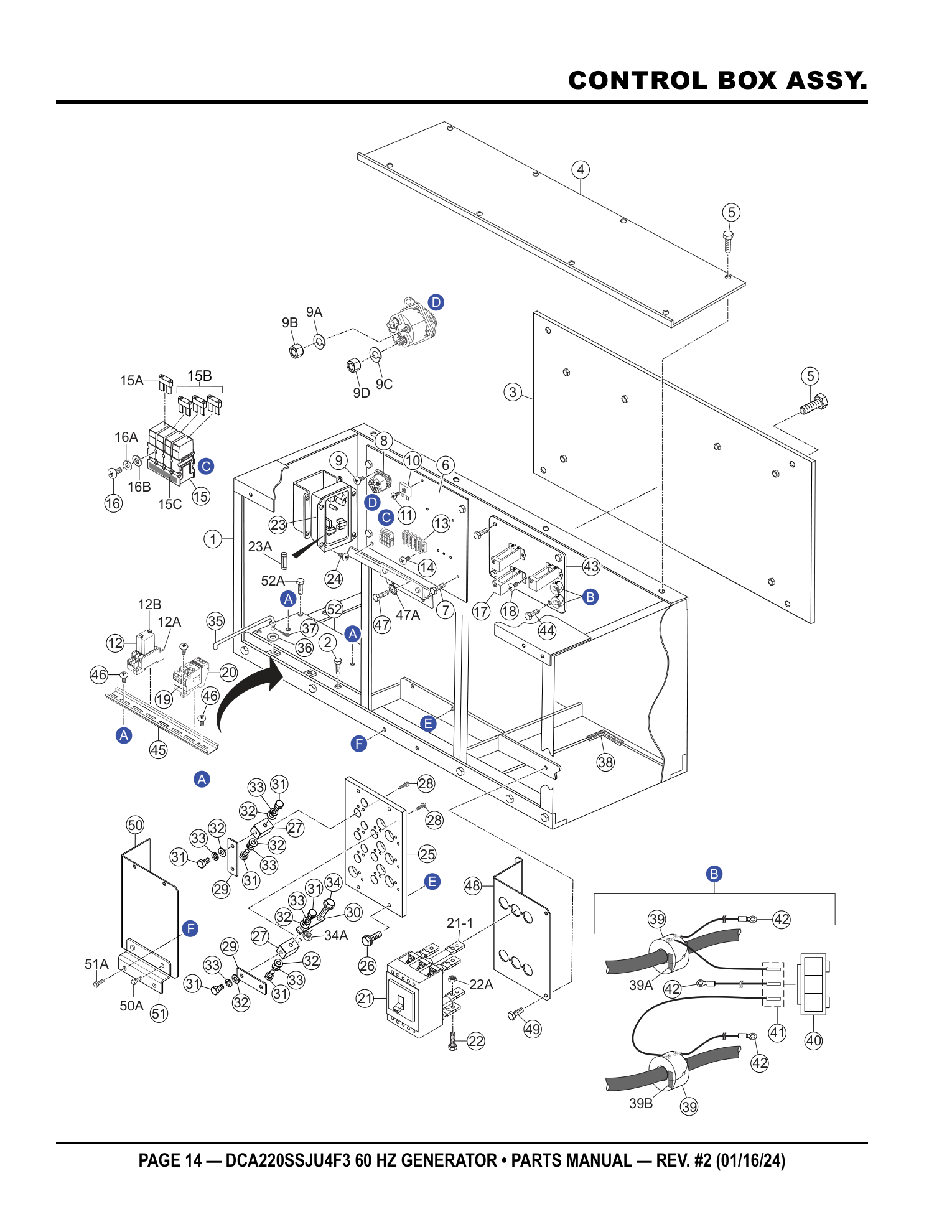 Multiquip DCA220SSJU4F3 Generator CONTROL BOX ASSY. parts diagram