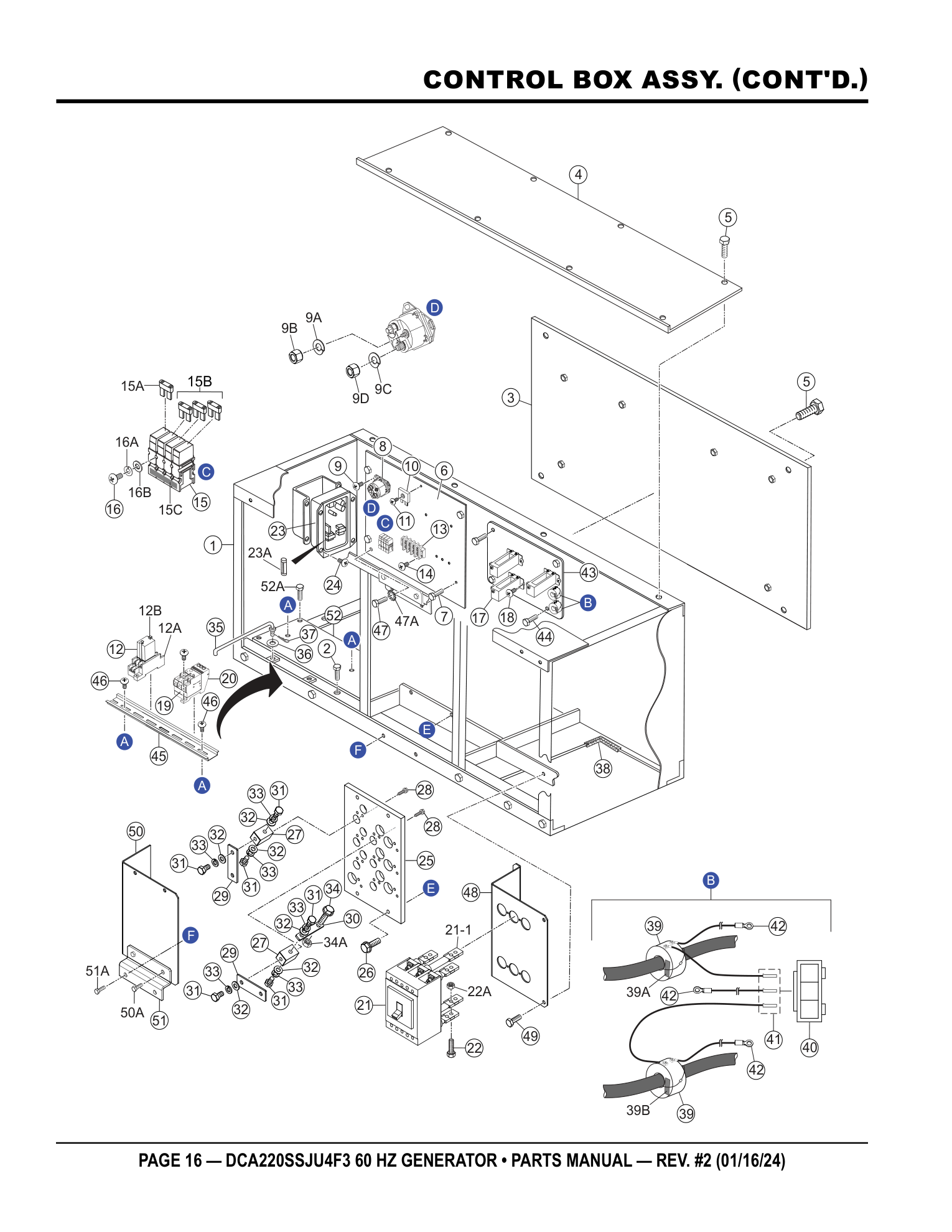 Multiquip DCA220SSJU4F3 Generator CONTROL BOX ASSY. (CONT'D.) parts diagram