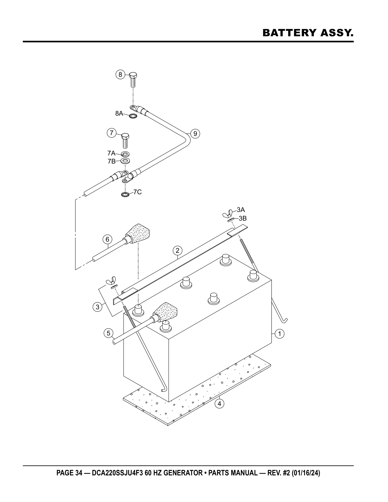 Multiquip DCA220SSJU4F3 Generator BATTERY ASSY. parts diagram