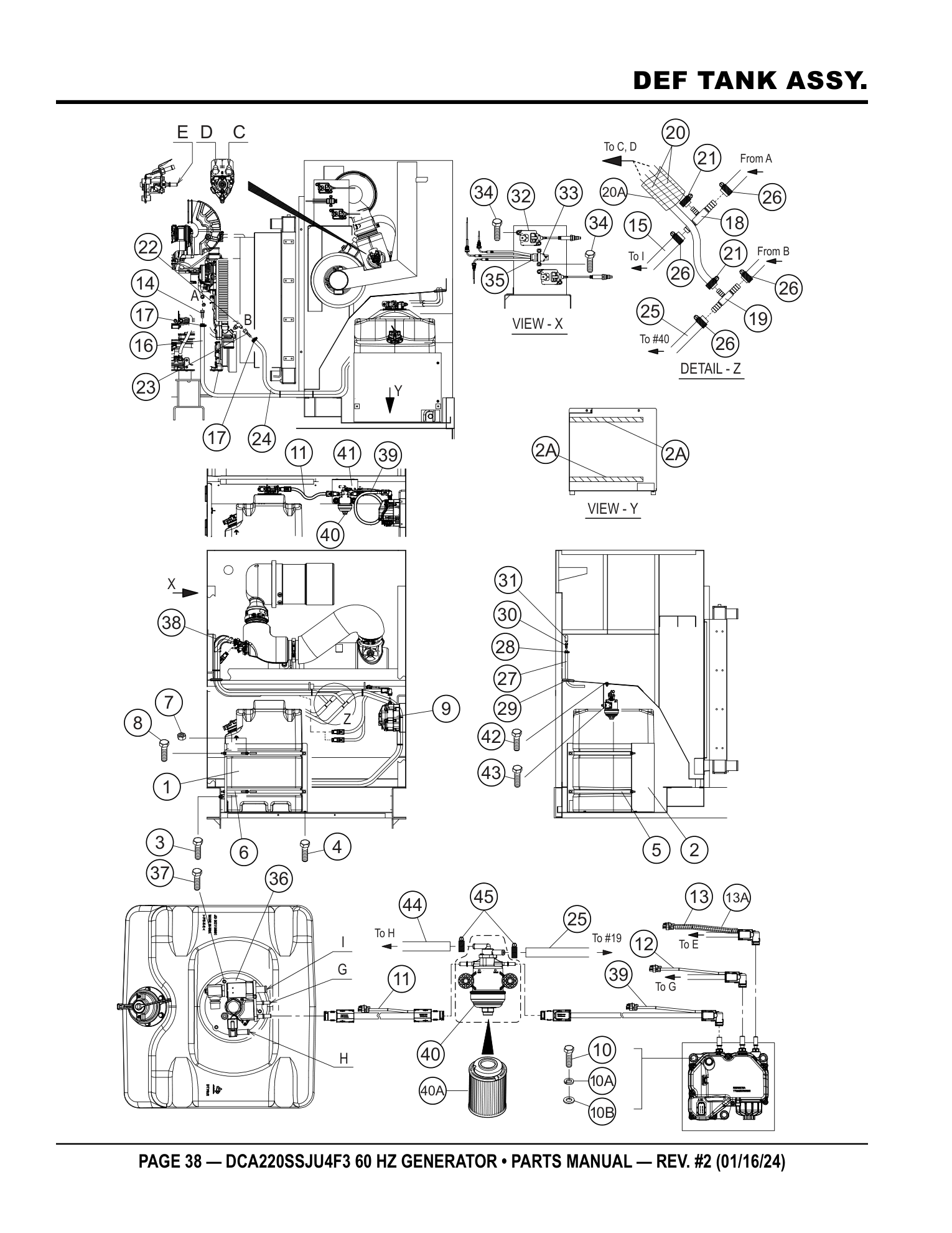 Multiquip DCA220SSJU4F3 Generator DEF TANK ASSY. parts diagram