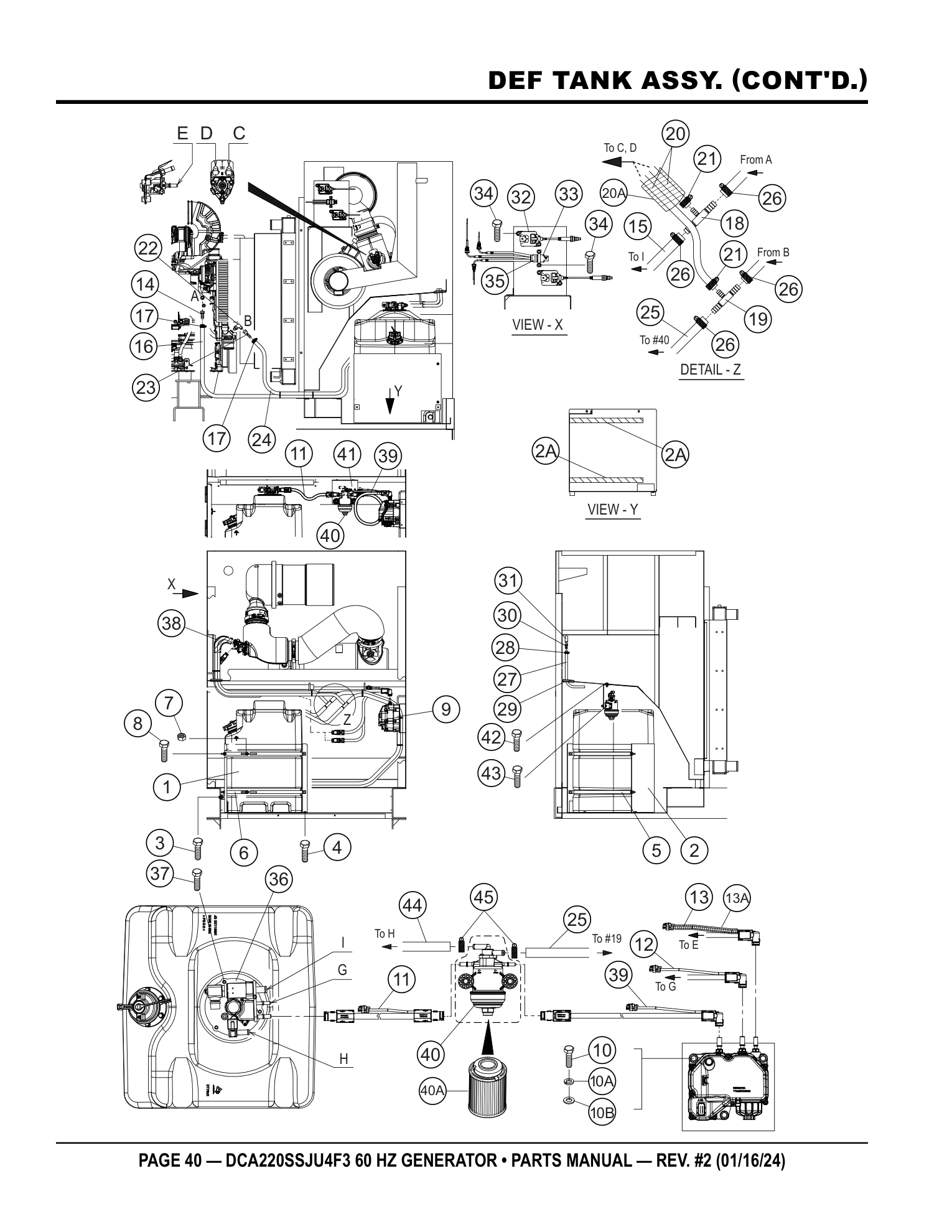 Multiquip DCA220SSJU4F3 Generator DEF TANK ASSY. (CONT'D.) parts diagram