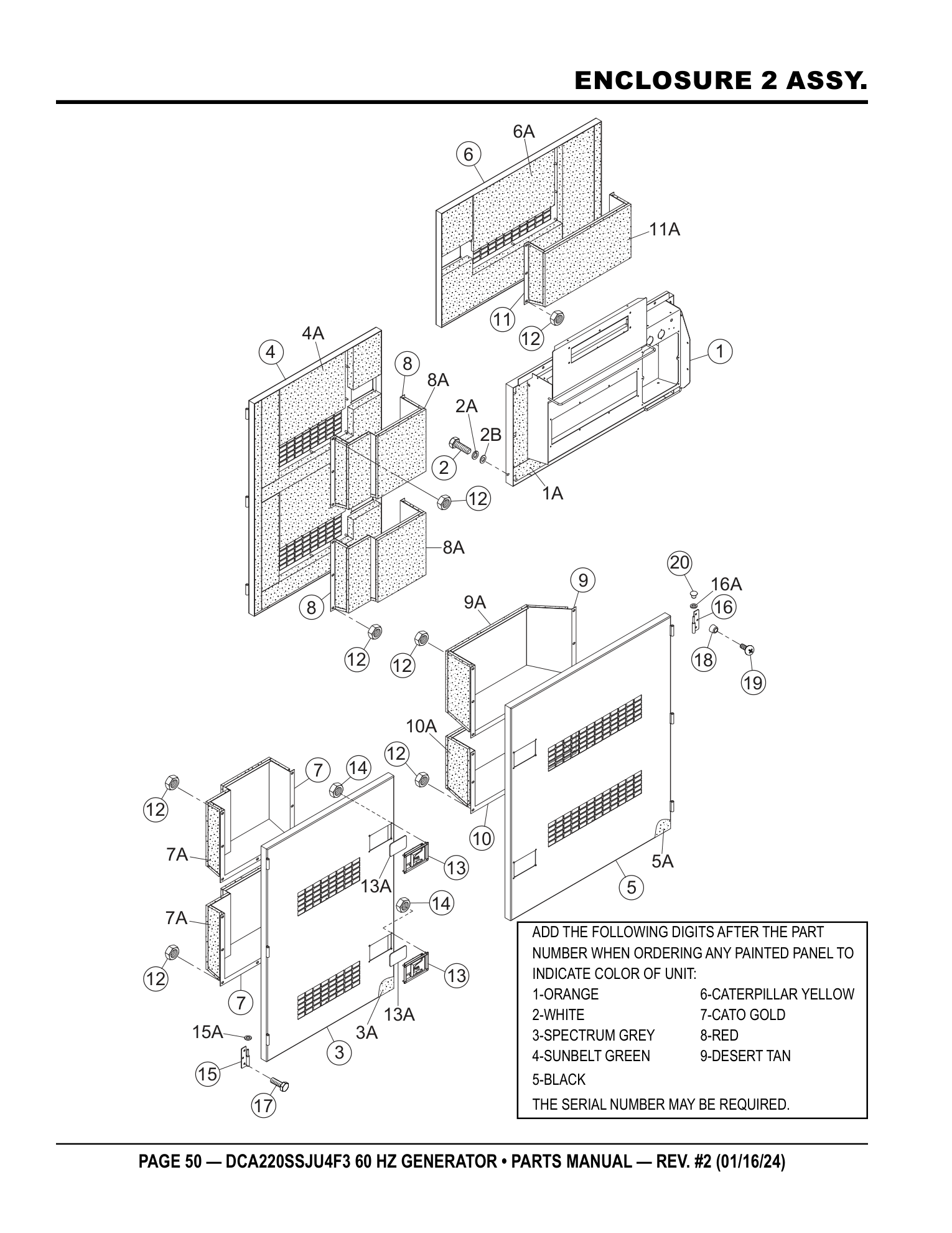 Multiquip DCA220SSJU4F3 Generator ENCLOSURE 2 ASSY. parts diagram