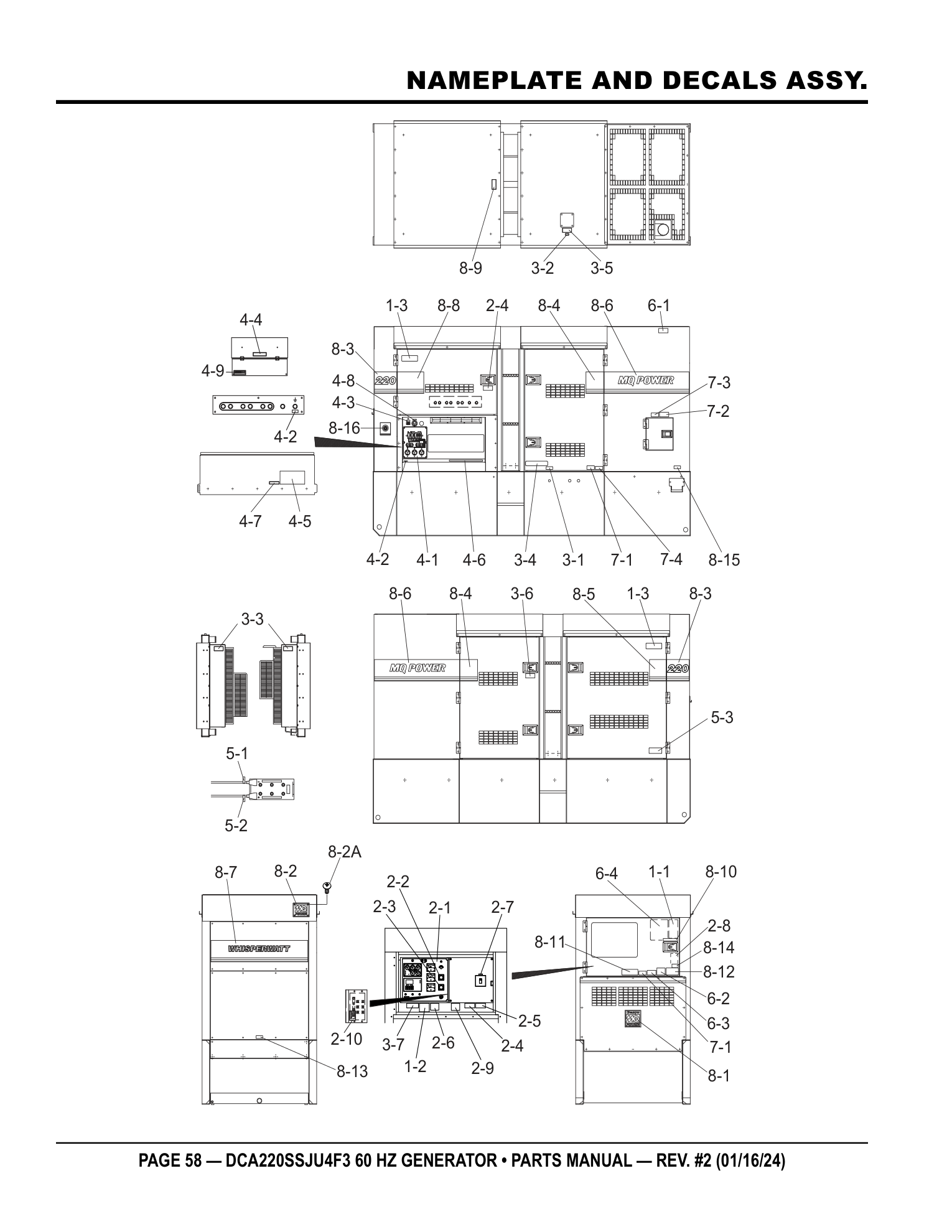 Multiquip DCA220SSJU4F3 Generator NAMEPLATE AND DECALS ASSY. parts diagram