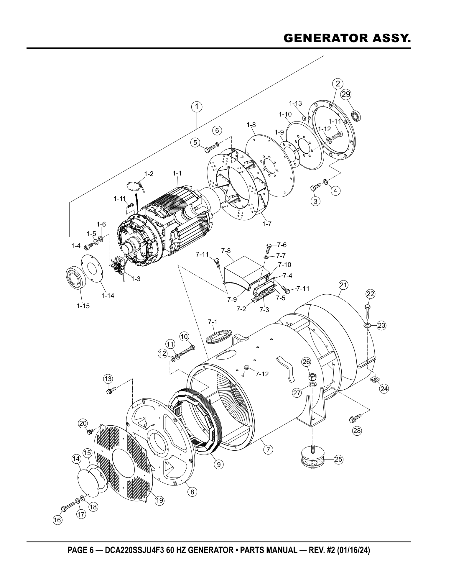 Multiquip DCA220SSJU4F3 Generator GENERATOR ASSY. parts diagram