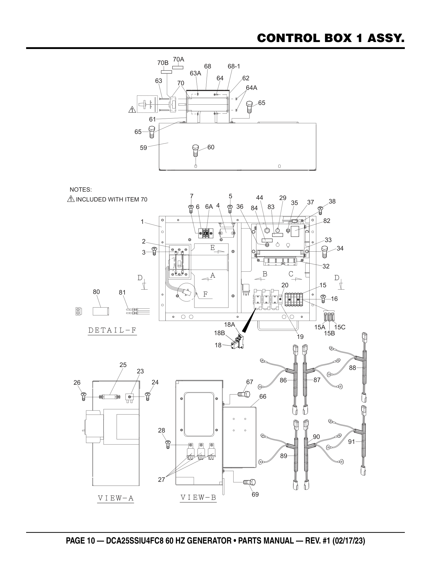 Multiquip DCA25SSIU4FC8 Generator CONTROL BOX 1 ASSY. parts diagram