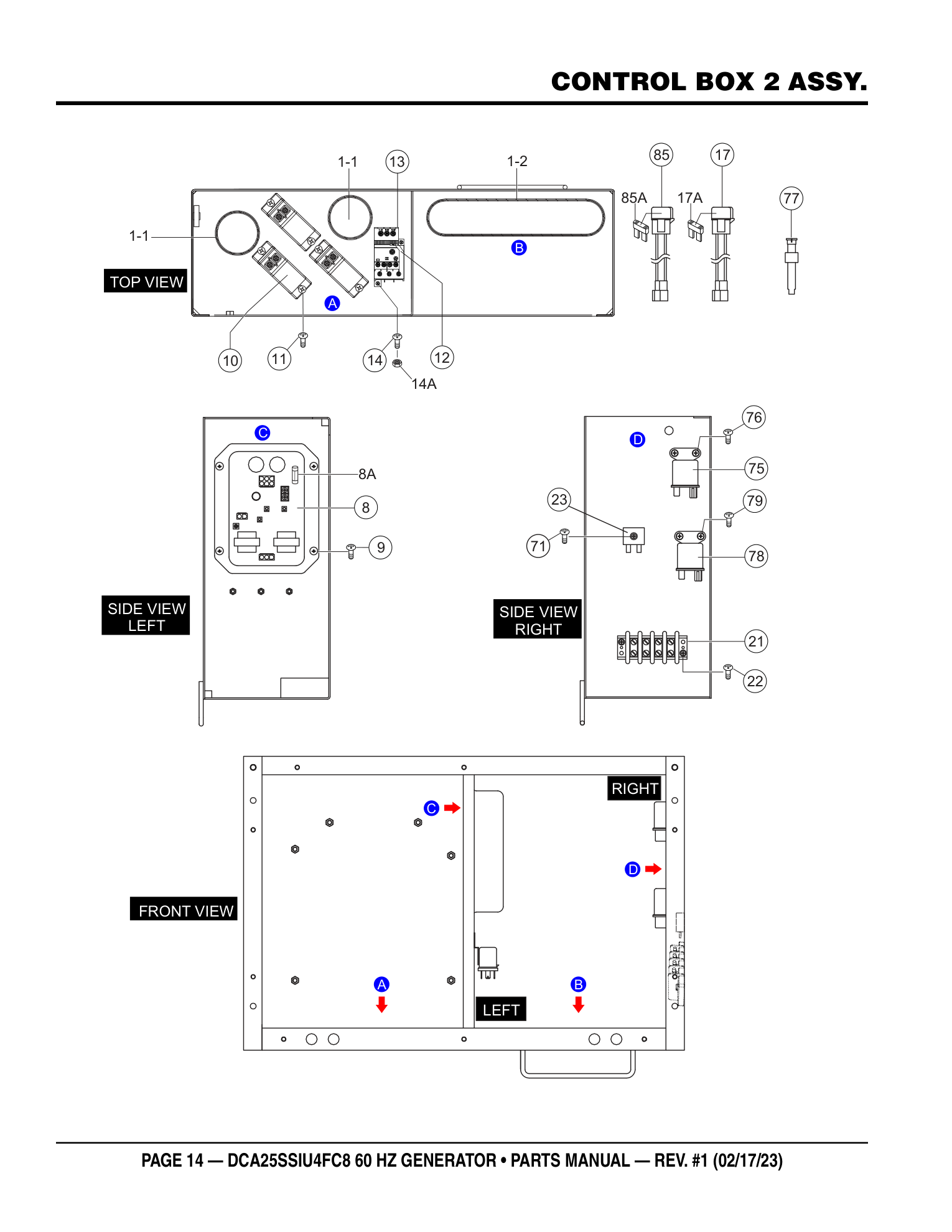 Multiquip DCA25SSIU4FC8 Generator CONTROL BOX 2 ASSY. parts diagram