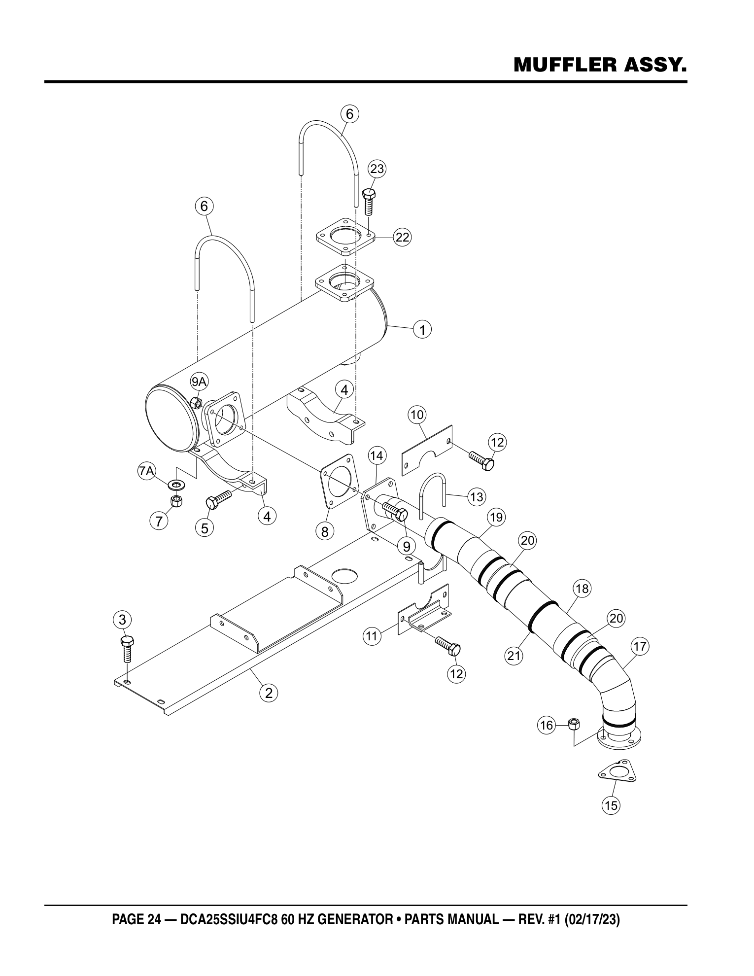Multiquip DCA25SSIU4FC8 Generator MUFFLER ASSY. parts diagram