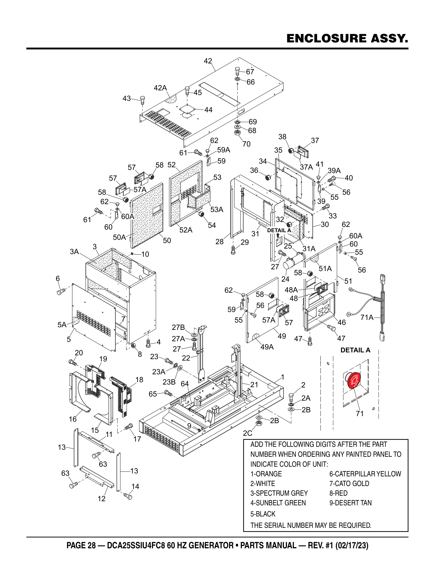 Multiquip DCA25SSIU4FC8 Generator ENCLOSURE ASSY. parts diagram