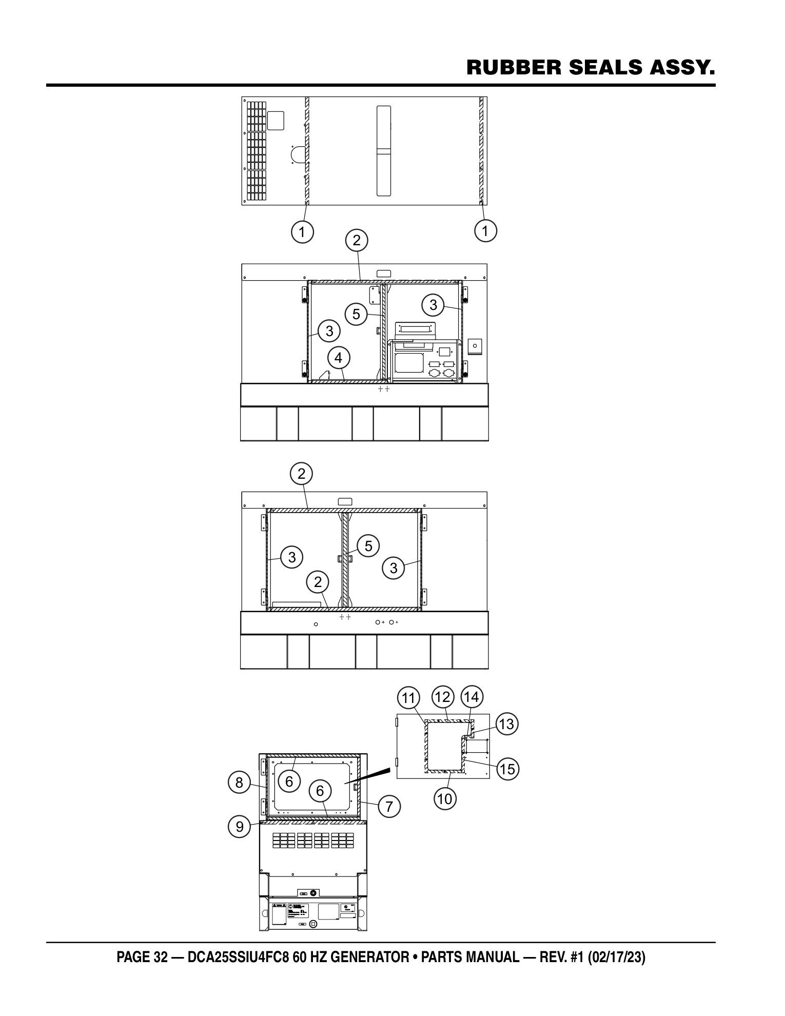 Multiquip DCA25SSIU4FC8 Generator RUBBER SEALS ASSY. parts diagram