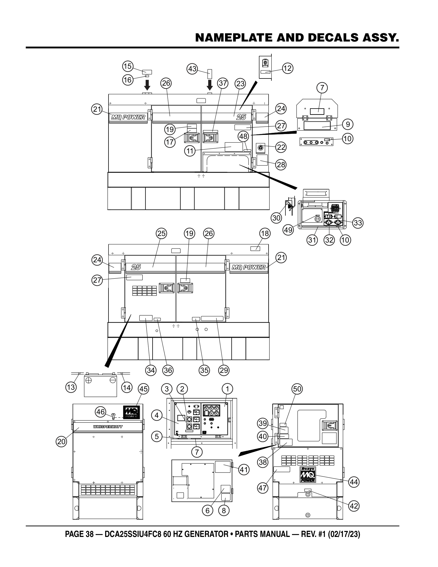Multiquip DCA25SSIU4FC8 Generator NAMEPLATE AND DECALS ASSY. parts diagram