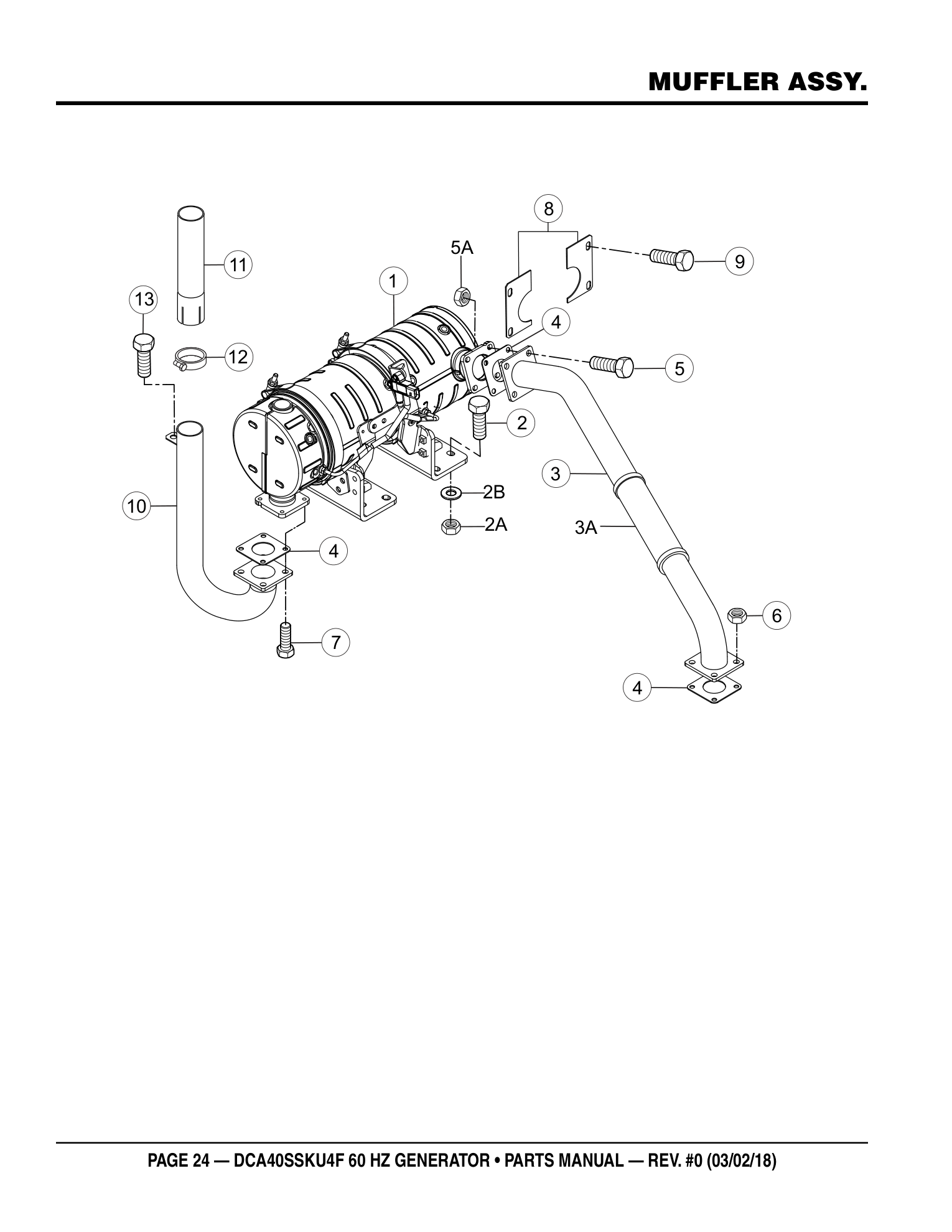 Multiquip DCA40SSKU4F Generator MUFFLER ASSY. parts diagram