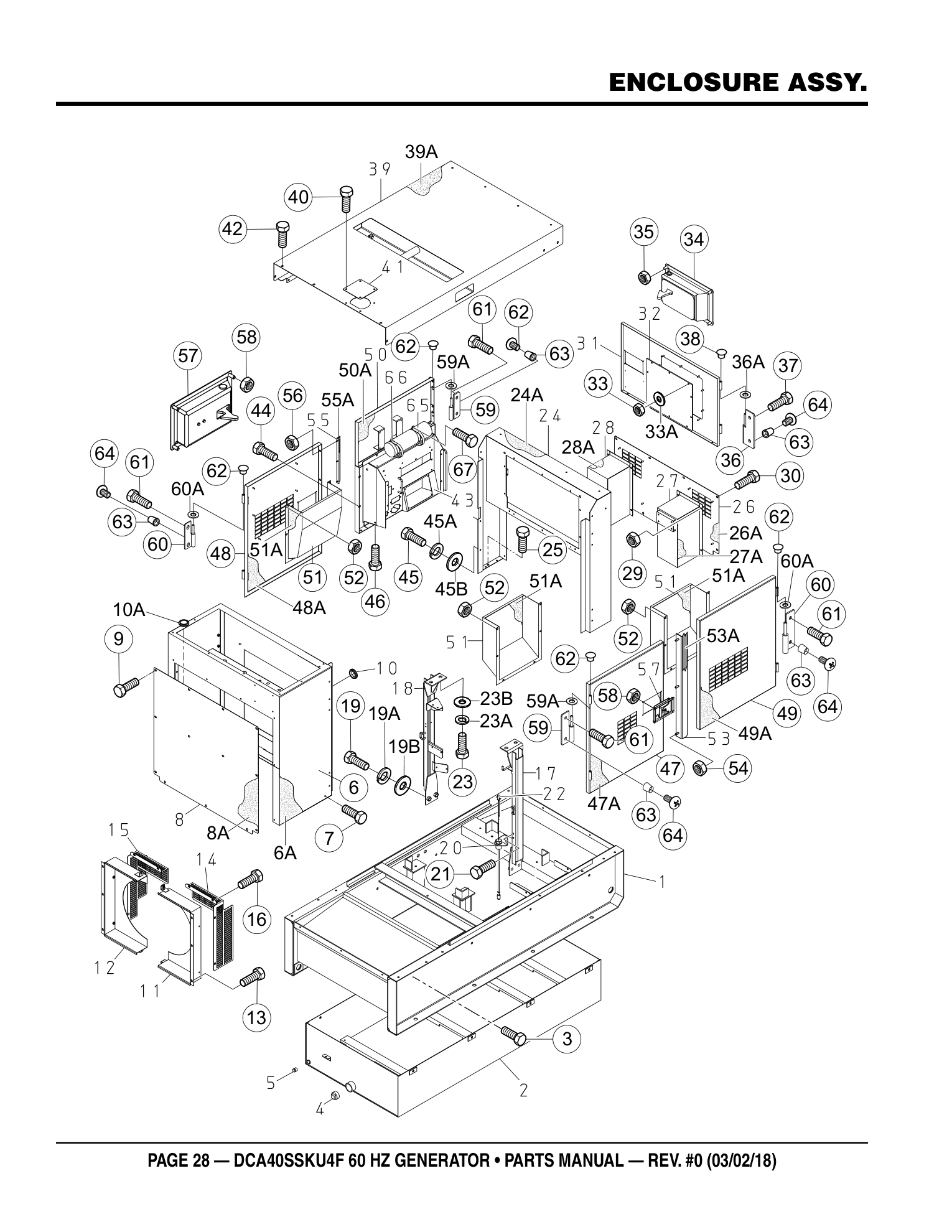 Multiquip DCA40SSKU4F Generator ENCLOSURE ASSY. parts diagram