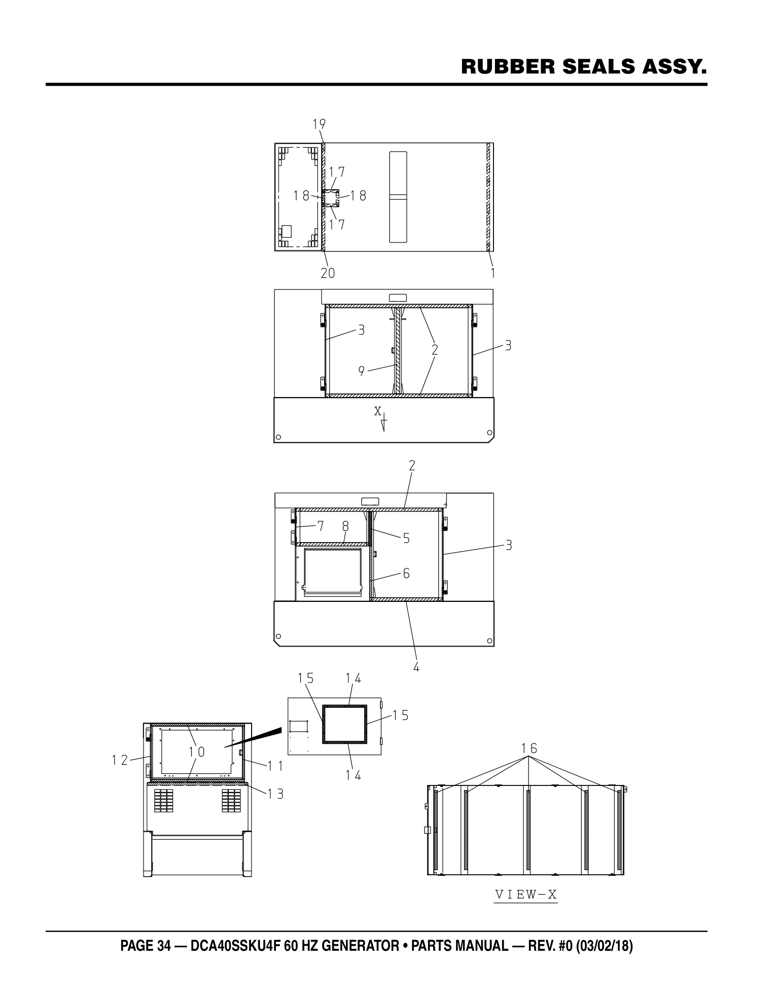 Multiquip DCA40SSKU4F Generator RUBBER SEALS ASSY. parts diagram