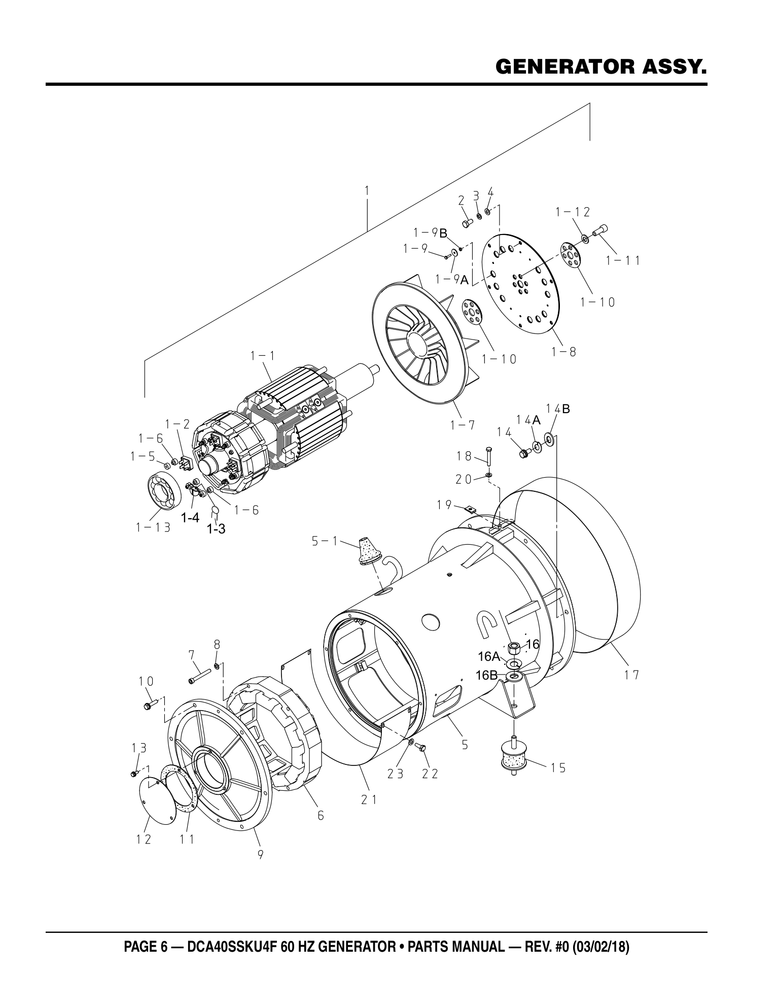 Multiquip DCA40SSKU4F Generator GENERATOR ASSY. parts diagram