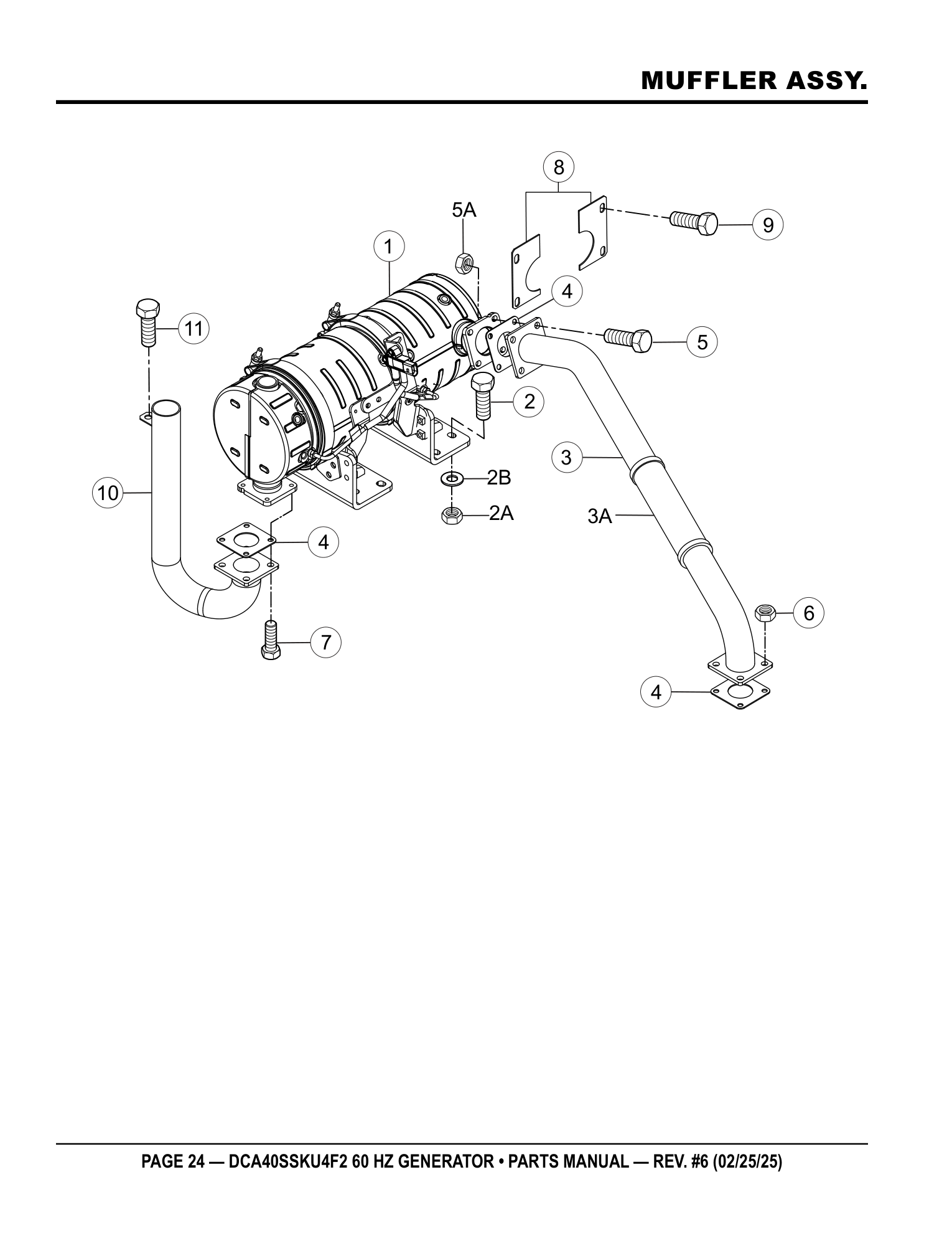 Multiquip DCA40SSKU4F2 Generator MUFFLER ASSY. parts diagram