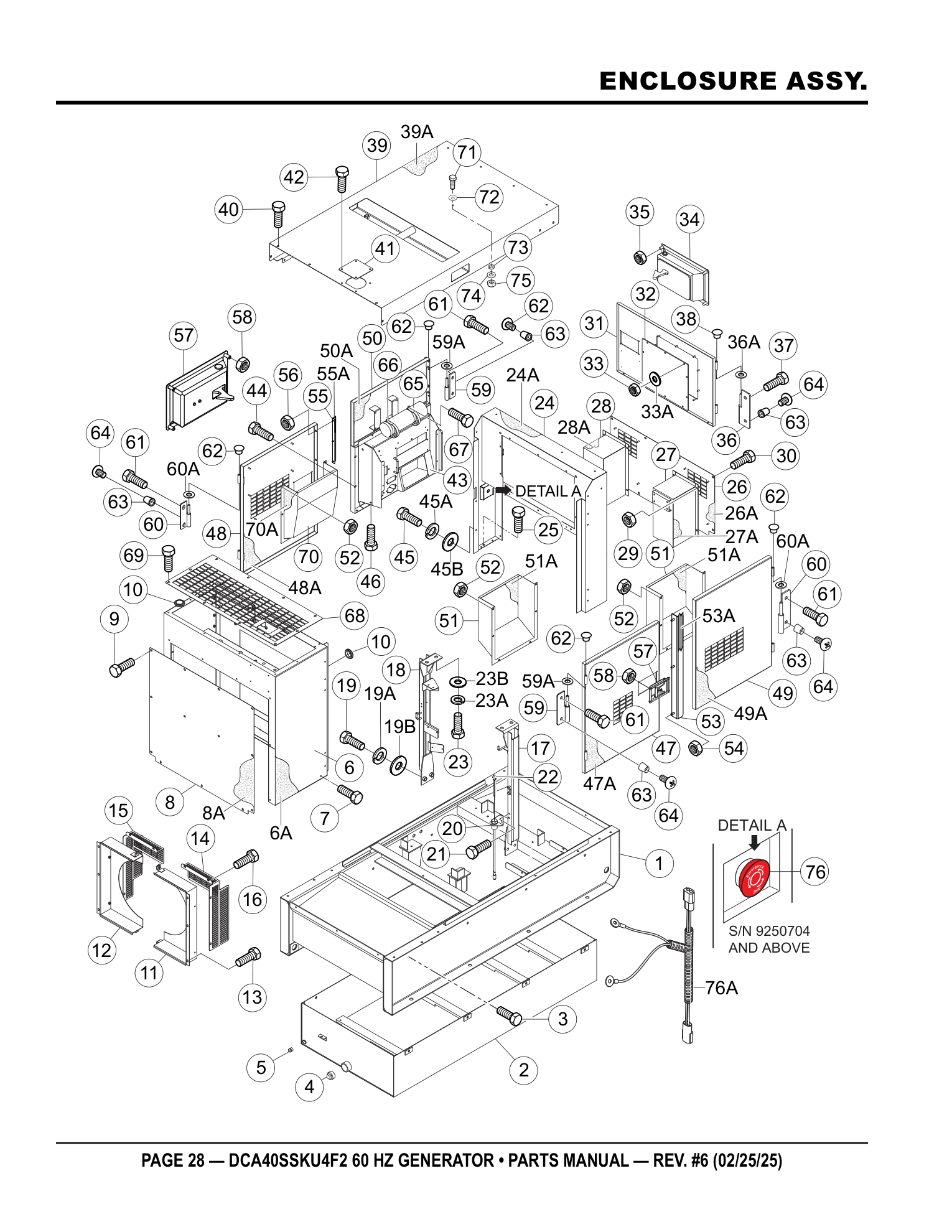 Multiquip DCA40SSKU4F2 Generator ENCLOSURE ASSY. parts diagram