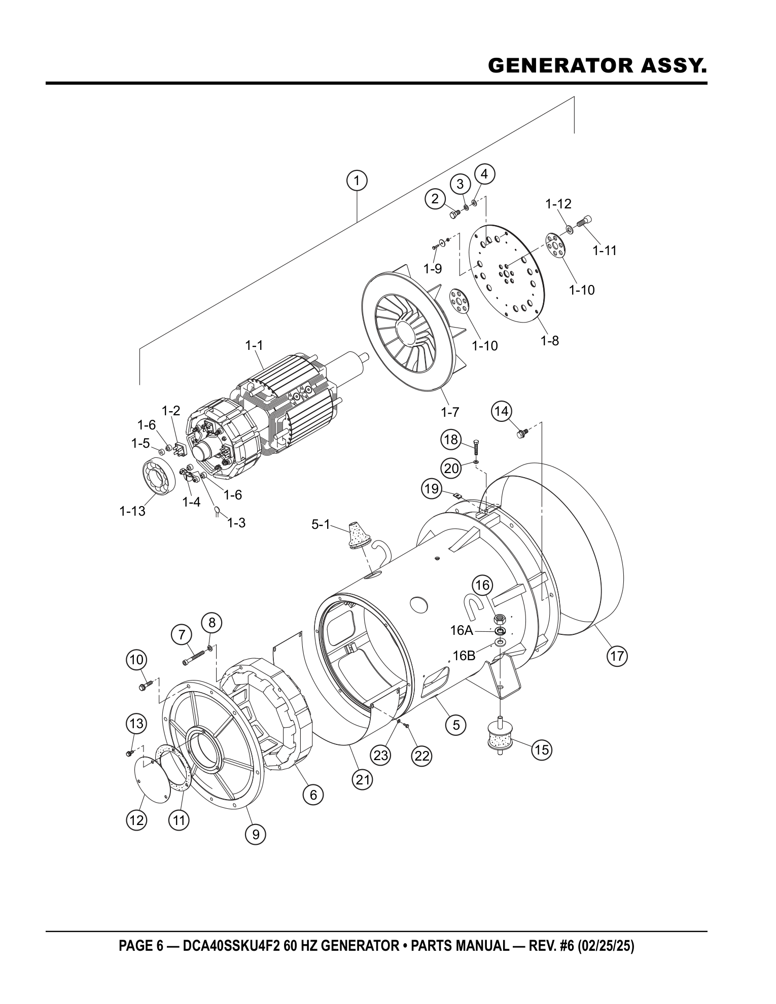 Multiquip DCA40SSKU4F2 Generator GENERATOR ASSY. parts diagram