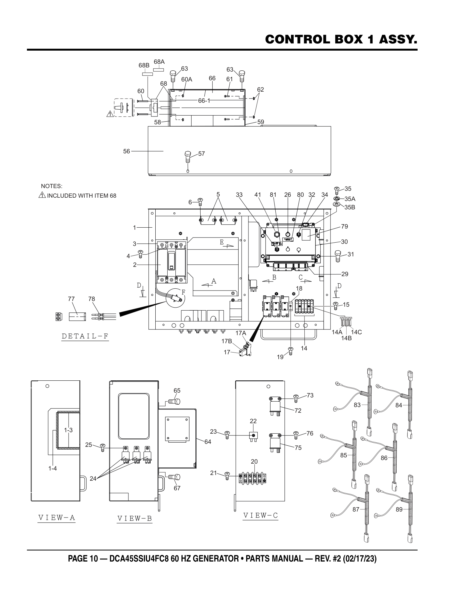 Multiquip DCA45SSIU4FC8 Generator CONTROL BOX 1 ASSY. parts diagram