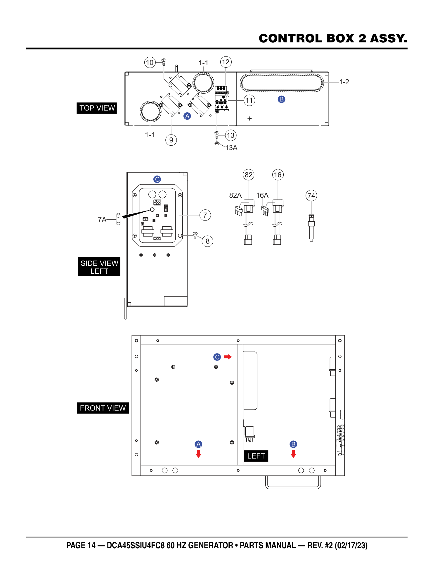 Multiquip DCA45SSIU4FC8 Generator CONTROL BOX 2 ASSY. parts diagram