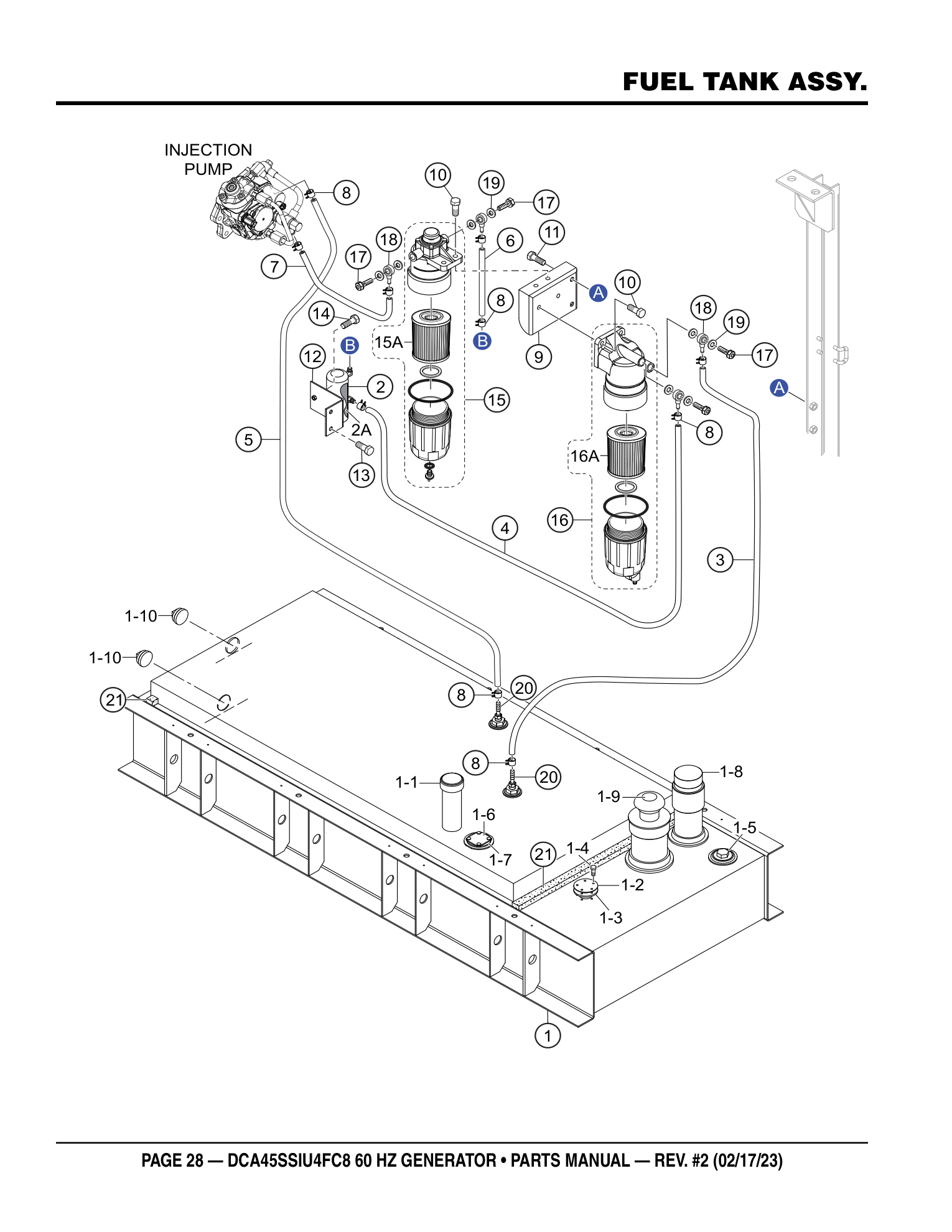 Multiquip DCA45SSIU4FC8 Generator FUEL TANK ASSY. parts diagram