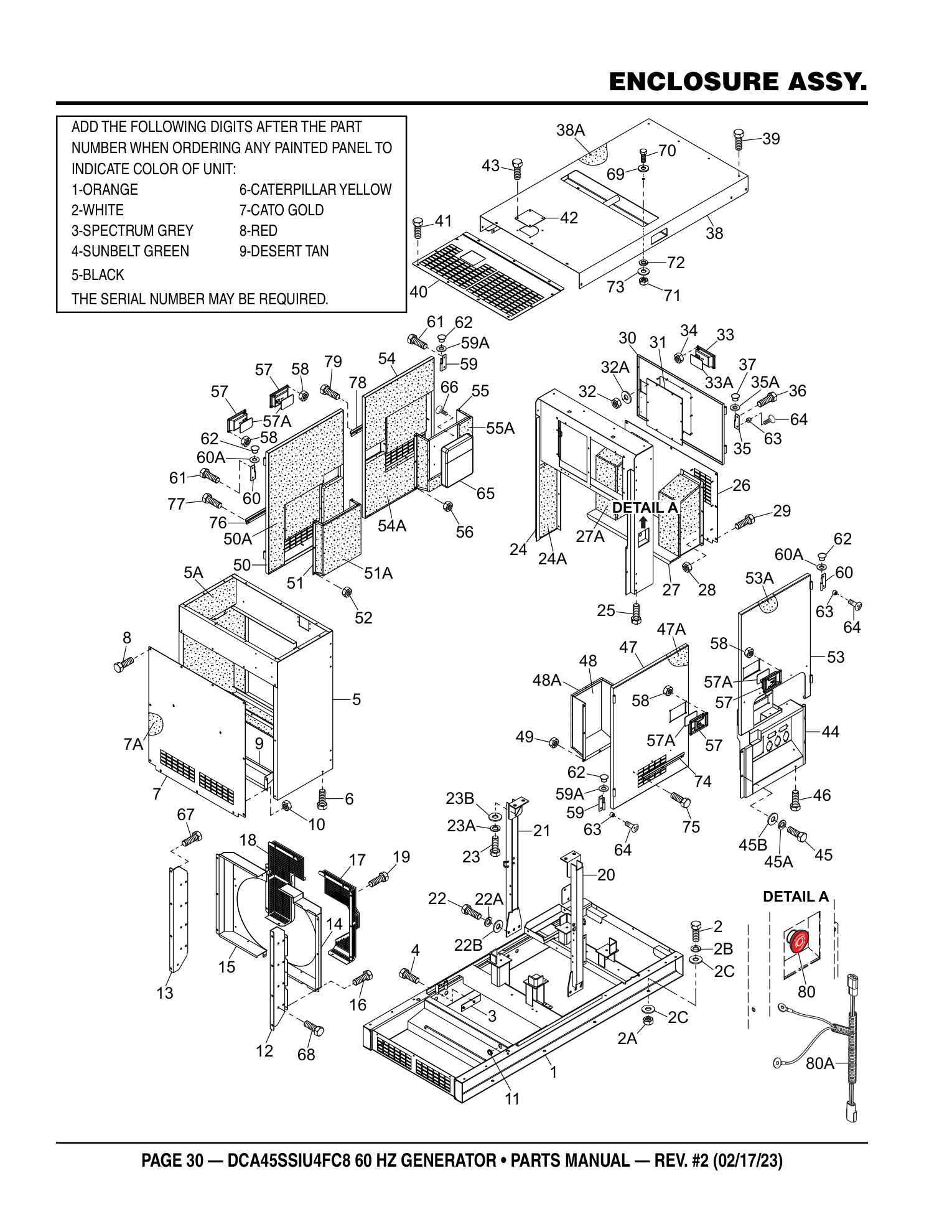 Multiquip DCA45SSIU4FC8 Generator ENCLOSURE ASSY. parts diagram