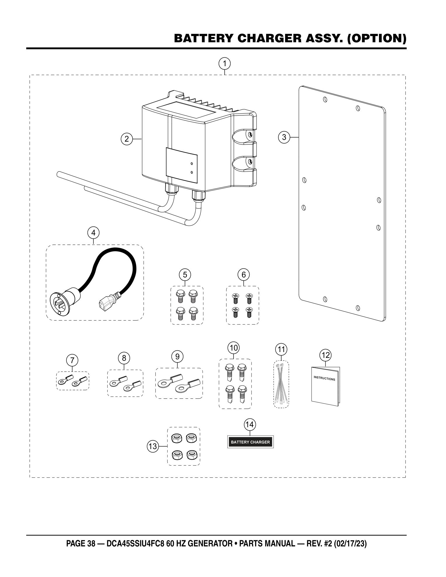 Multiquip DCA45SSIU4FC8 Generator BATTERY CHARGER ASSY. (OPTION) parts diagram