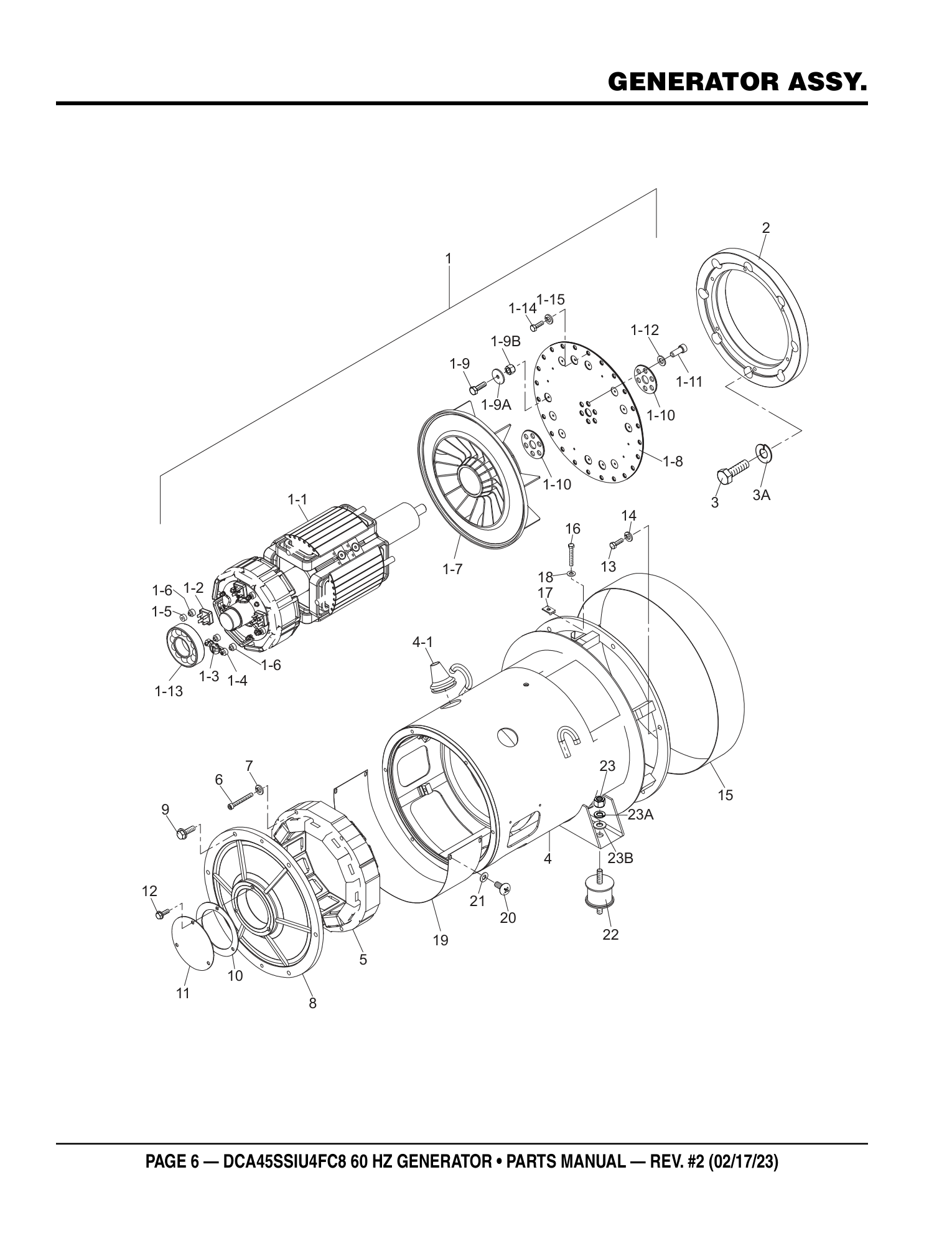 Multiquip DCA45SSIU4FC8 Generator GENERATOR ASSY. parts diagram