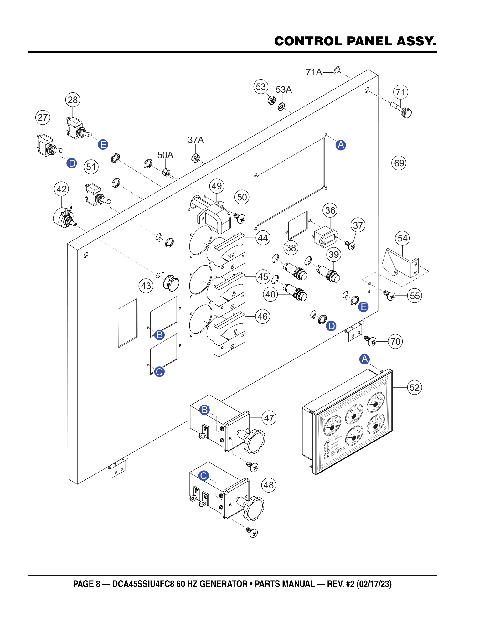 Multiquip DCA45SSIU4FC8 Generator CONTROL PANEL ASSY. parts diagram