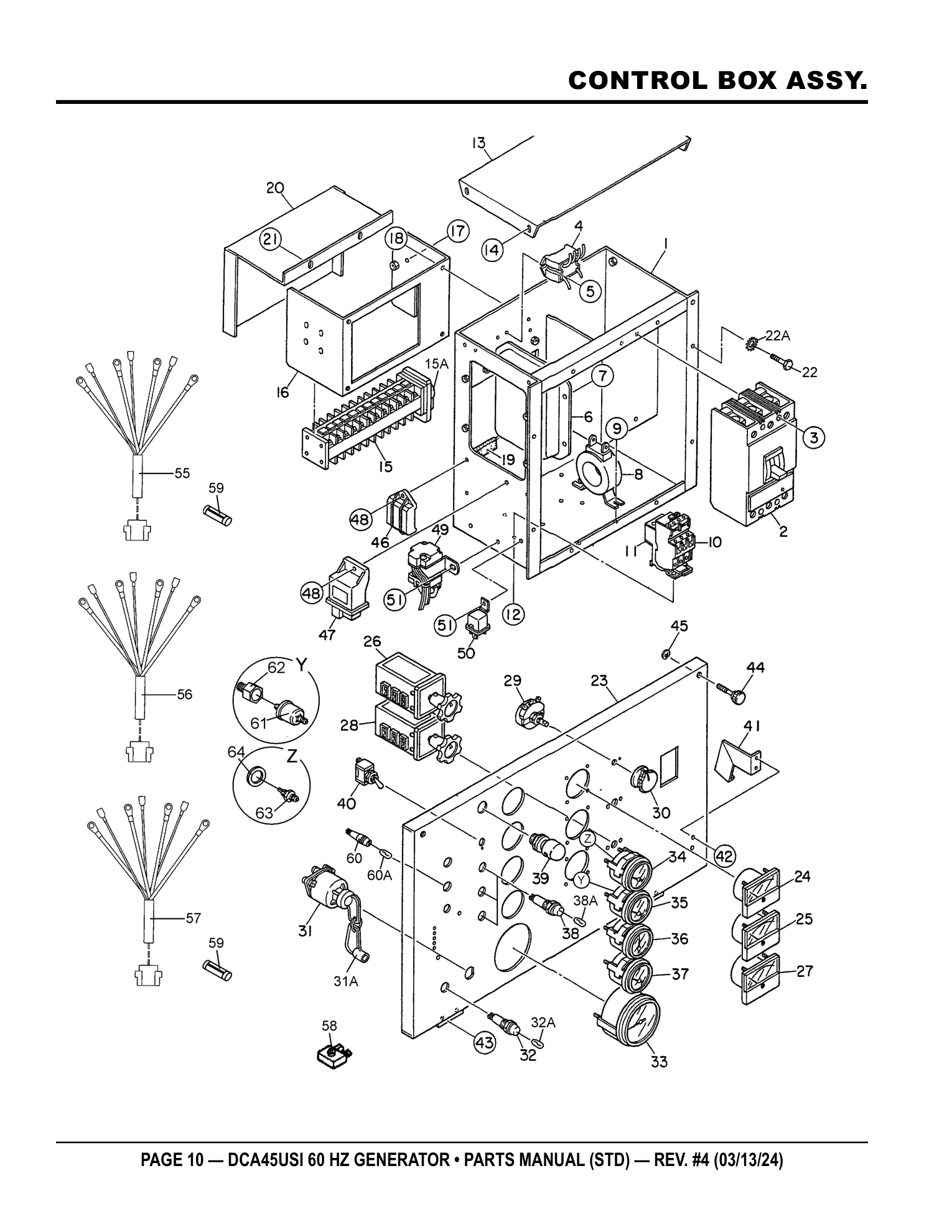Multiquip DCA45USI Generator CONTROL BOX ASSY. parts diagram
