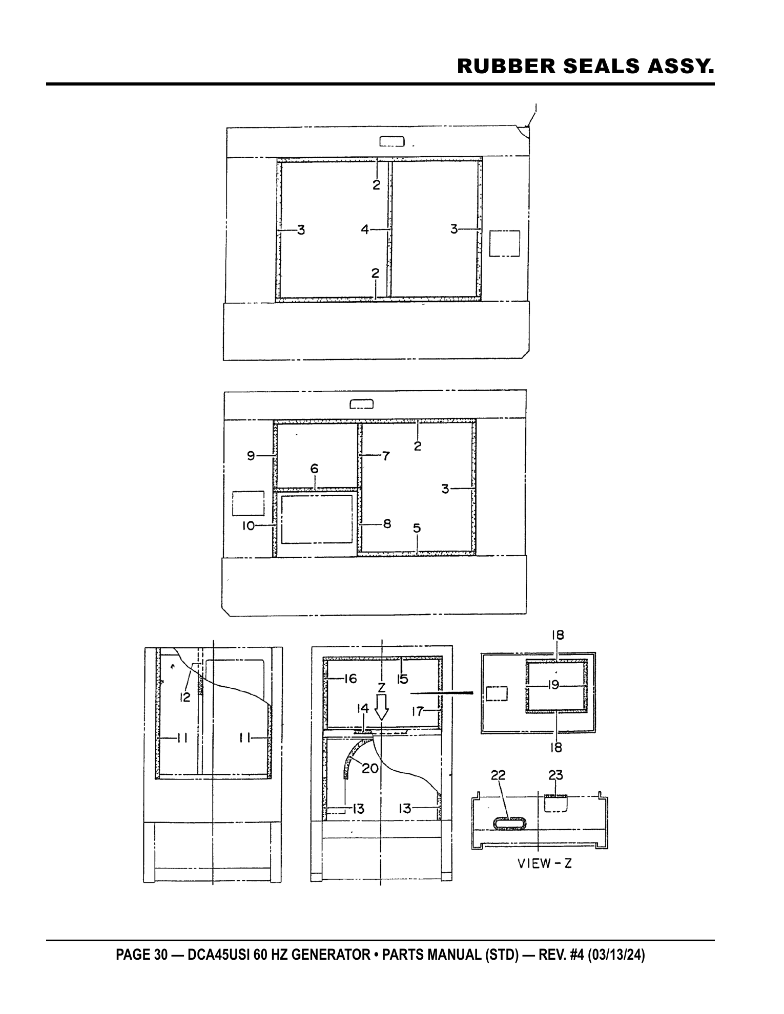 Multiquip DCA45USI Generator RUBBER SEALS ASSY. parts diagram