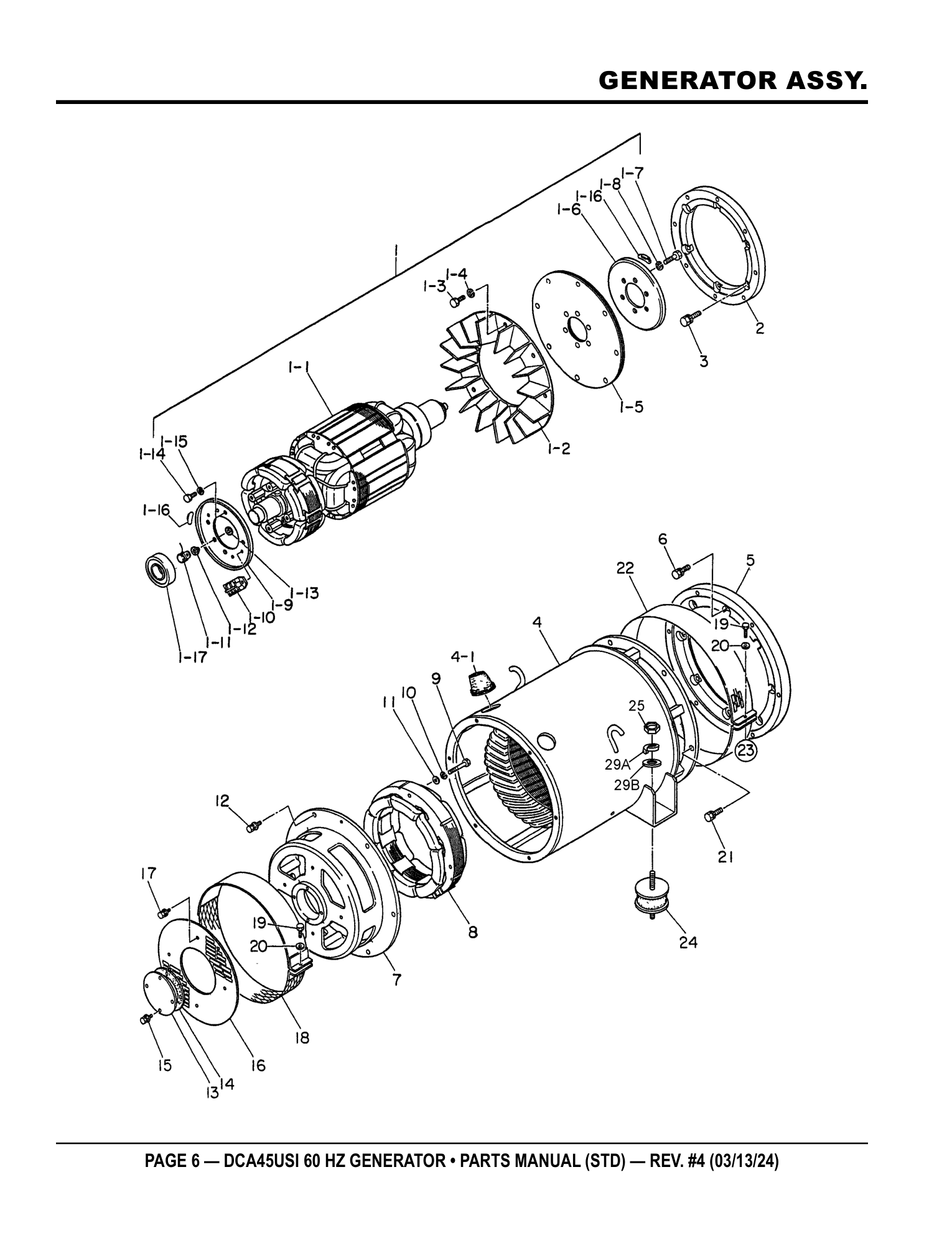 Multiquip DCA45USI Generator GENERATOR ASSY. parts diagram