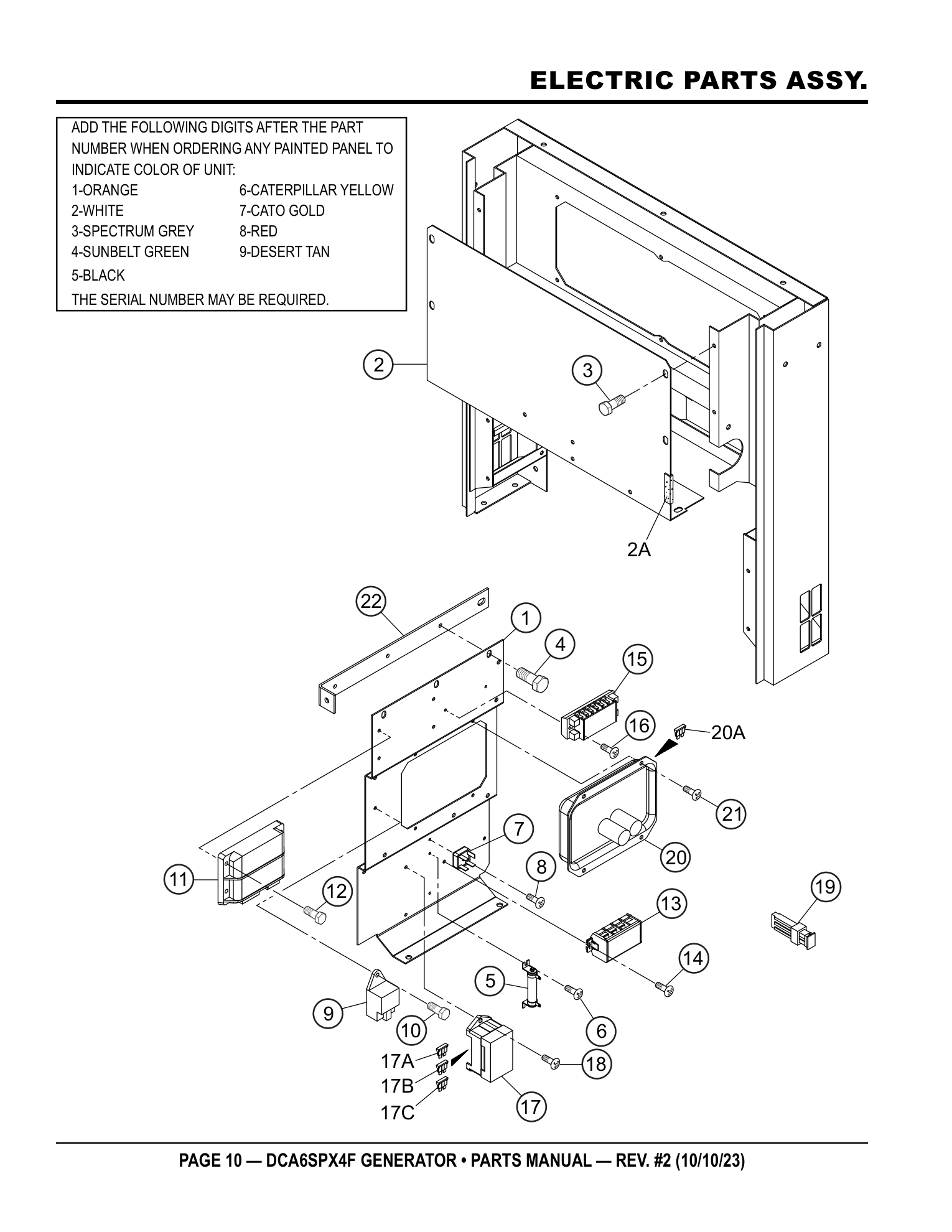 Multiquip DCA6SPX4F Generator ELECTRIC PARTS ASSY. parts diagram